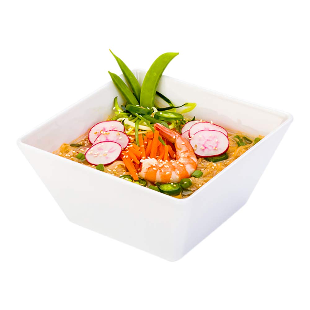 45oz Shatterproof Melamine Soup Bowls - 10-Pack White Square Serving Bowls for Restaurant & Home Use | Dishwasher Safe Salad & Entree Bowls | Perfect for Parties, Events & Everyday Dining