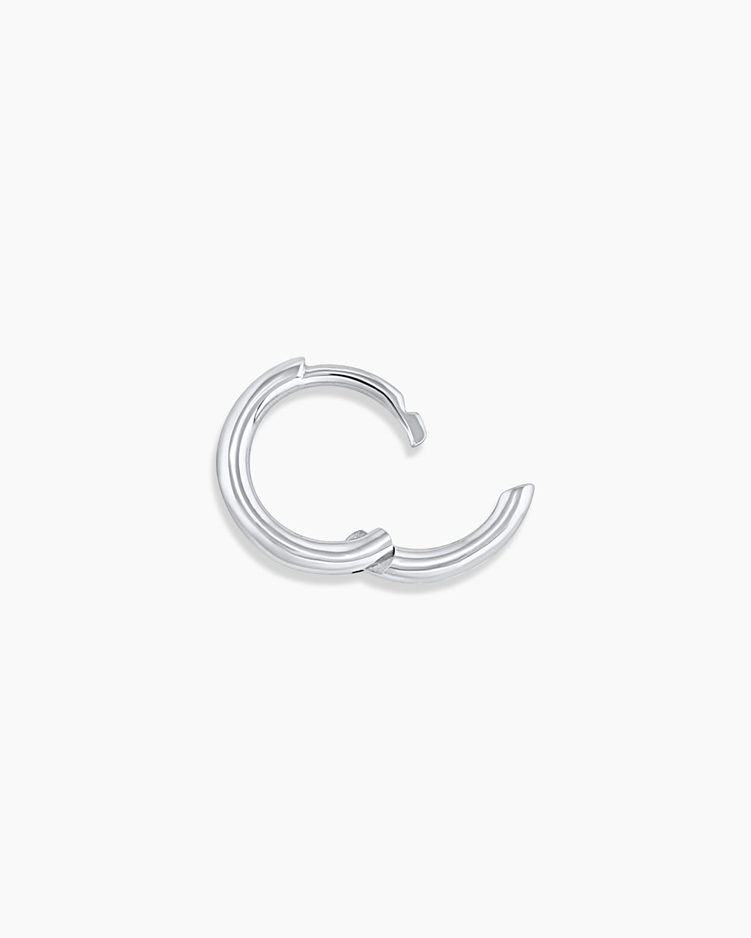 14K White Gold Classic Single Huggie Hoop Earrings - Minimalist & Dainty Jewelry for Everyday Wear, Gifts, and Special Occasions
