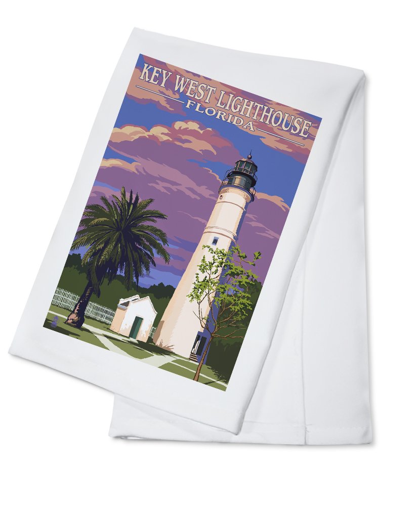 Florida Key West Lighthouse Sunset Tea Towel - 100% Cotton Decorative Hand Towel for Kitchen & Home Decor - Perfect for Gifts, Dish Drying & Coastal Themed Decor