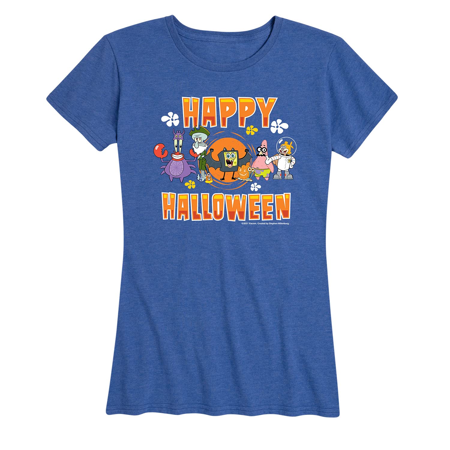 HYBRID APPAREL Spongebob Squarepants Happy Halloween Women's Short Sleeve Graphic T-Shirt - Fun Halloween Costume & Casual Wear for Women