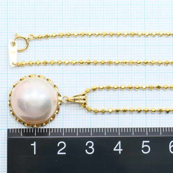 18K Yellow Gold Semi-Round Pearl Necklace for Women - Elegant Pearl Jewelry Gift for Wedding, Anniversary & Special Occasions