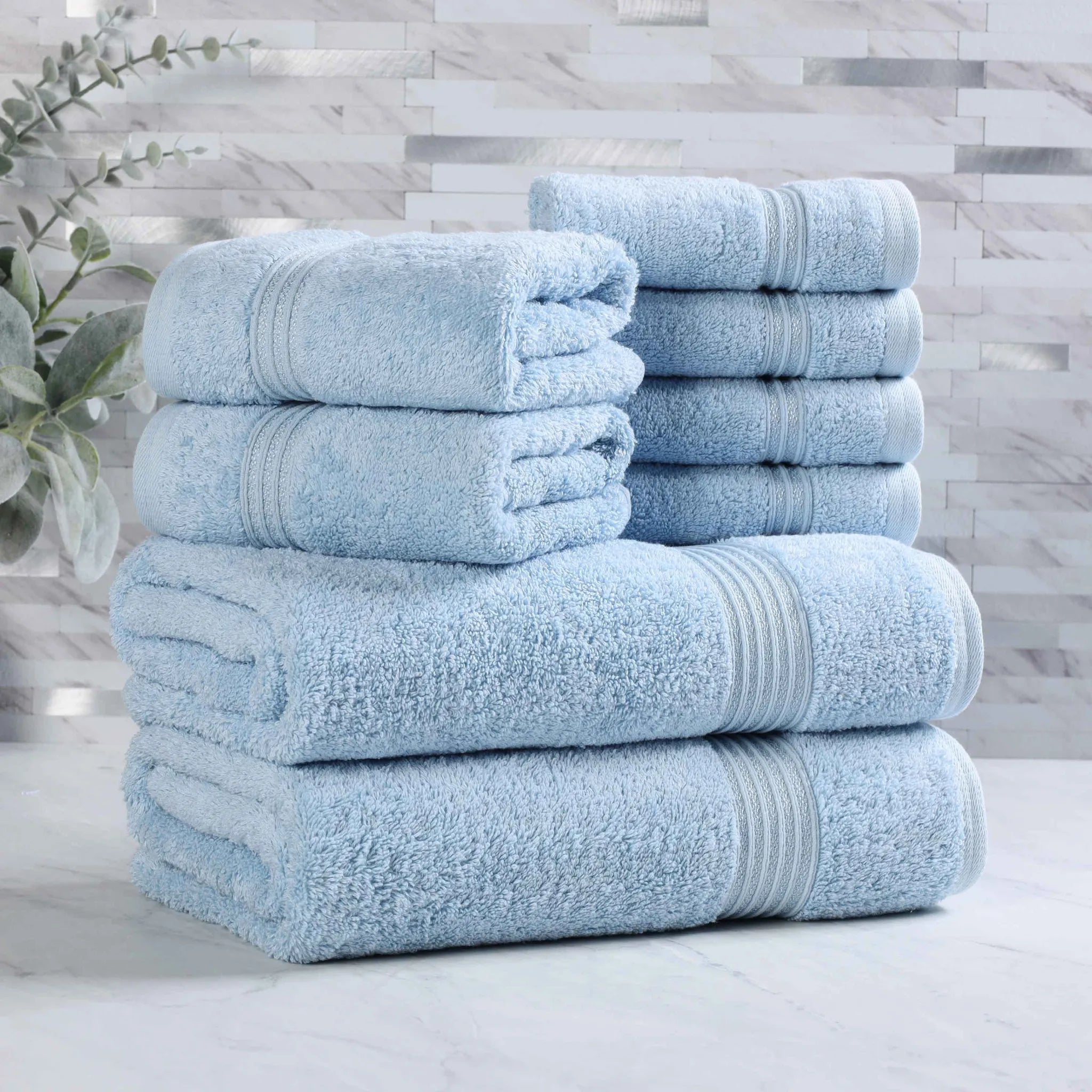 Premium Heritage Egyptian Cotton Plush Heavyweight 8-Piece Bath Towel Set - Ultra Soft & Absorbent for Spa, Luxury Hotel & Home Bathroom Use
