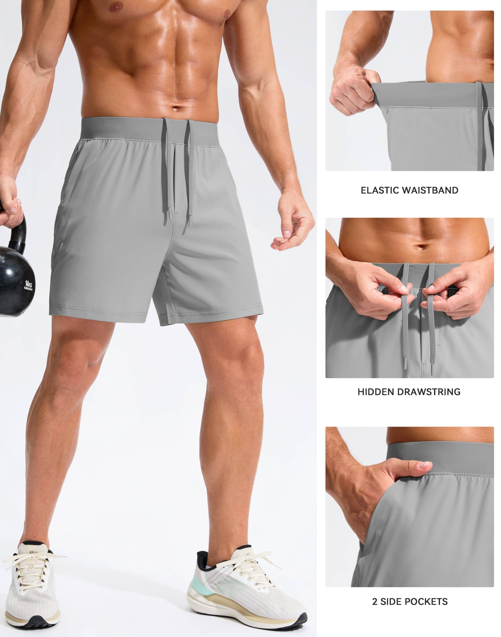 Soothfeel Men's 5 Inch Running Shorts with Zipper Pockets - Quick Dry Athletic Shorts for Gym, Workout, Tennis & Sports | Perfect for Jogging, Training & Outdoor Activities