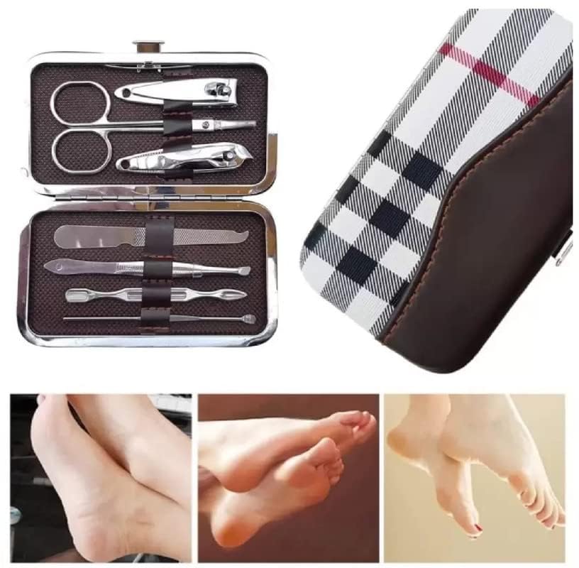 ZAUKY 7-in-1 Stainless Steel Manicure Set with Nail Clippers & Scissors - Professional Nail Care Kit for Home, Travel & Salon Use - Perfect Grooming Gift for Men & Women