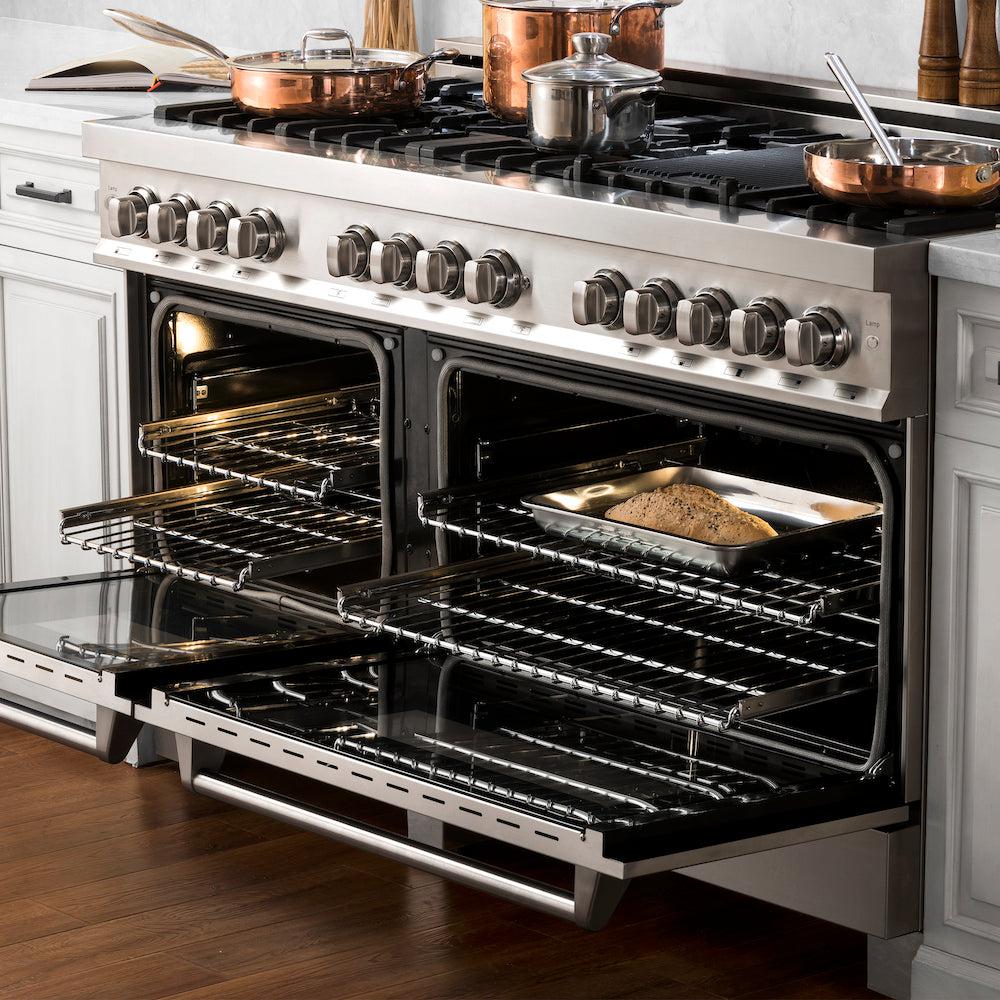 ZLINE 60-Inch 7.4 cu. ft. Stainless Steel Dual Fuel Range with Gas Cooktop & 2 Electric Convection Ovens - 8 Brass Burners (RA BR 60) for Professional Home Kitchen & Gourmet Cooking