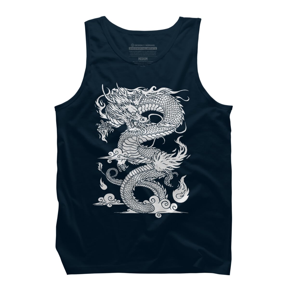 Delun Chinese Dragon Graphic Men's Tank Top - Breathable Cotton Tee for Casual Wear, Gym & Summer Outfits