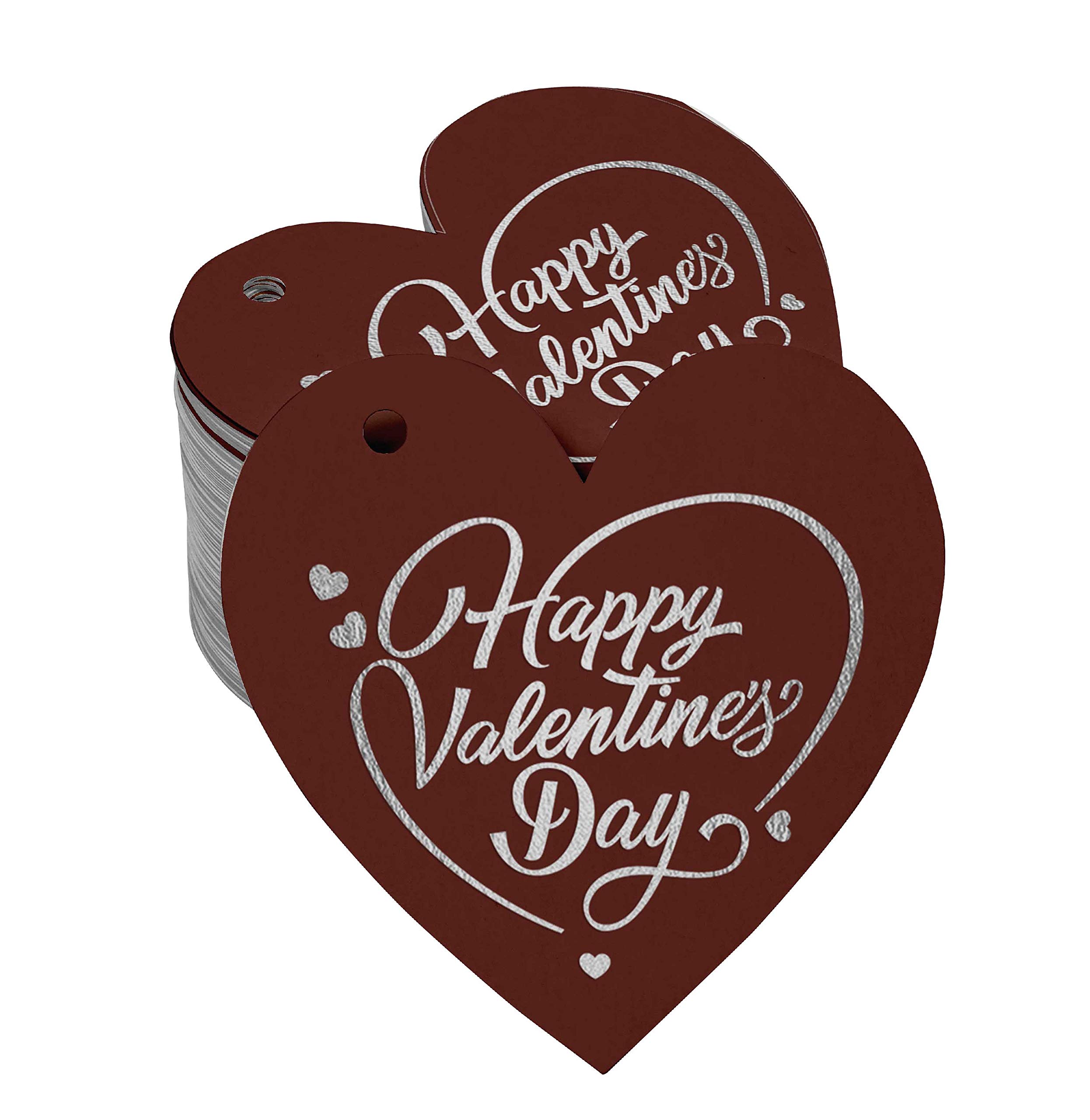 100pcs Real Silver Foil Valentine's Day Gift Tags - Romantic Heart-Shaped Hang Tags for Valentine Gifts, Party Favors, Wedding Decorations & DIY Crafts