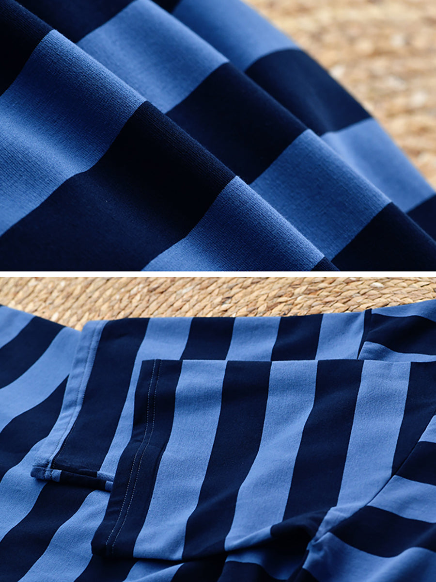 Plus Size Women's Casual Striped Loose Maxi Dress - Comfortable Summer Beach Dress for Vacation & Outdoor Activities