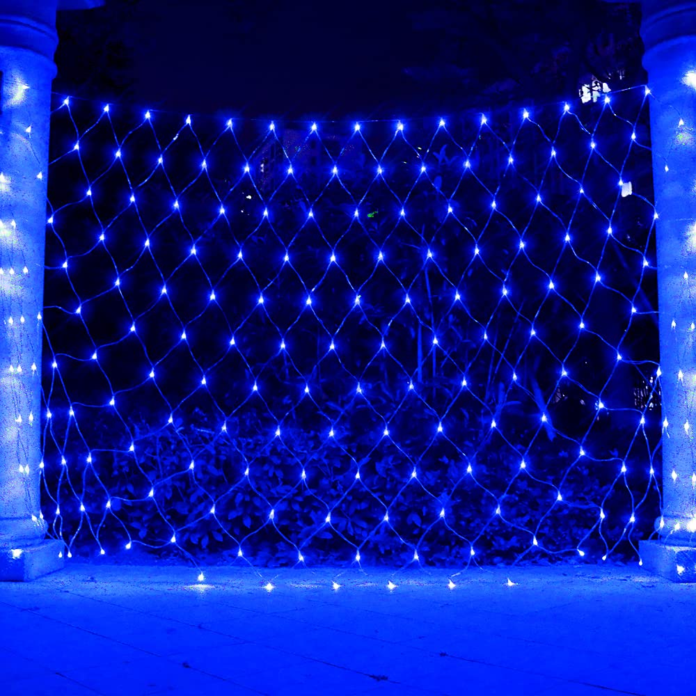 Outdoor Mesh String Lights - 9.8ft x 6.6ft Blue Fairy Lights for Christmas, Halloween, Garden, Walkway, and Bush Decorations | Perfect for Patio, Yard, and Landscape Lighting