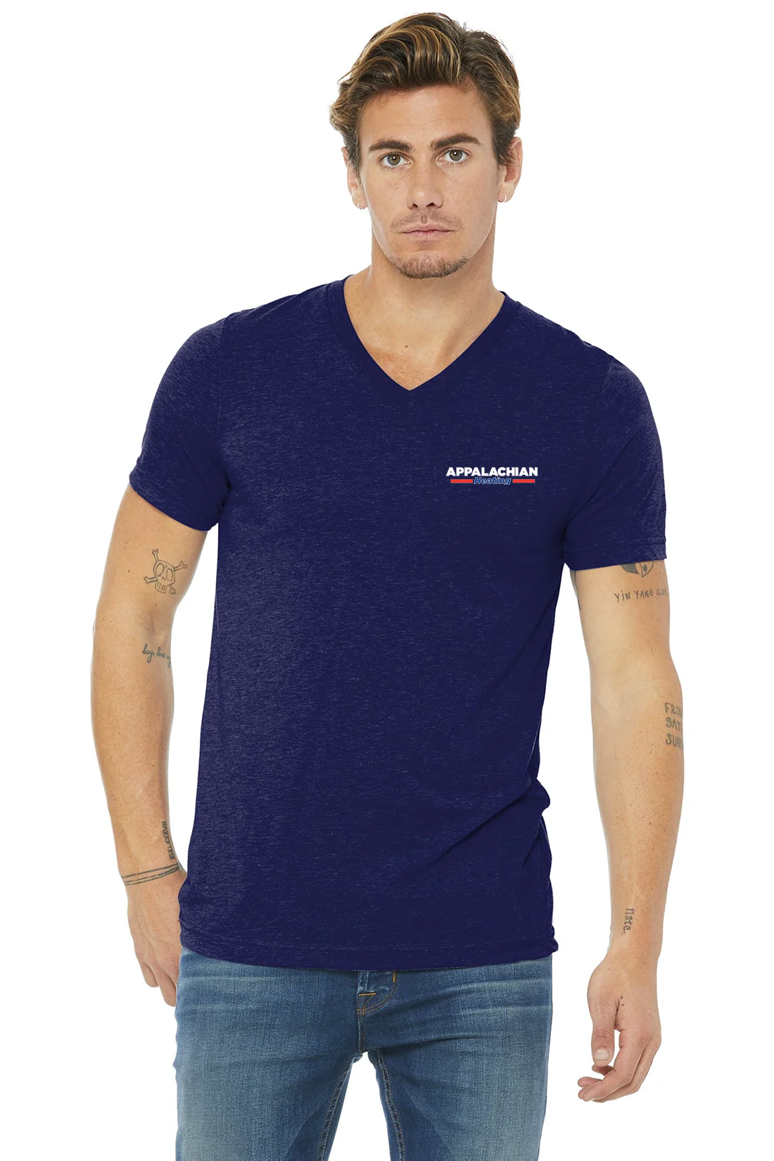 Bella Canvas Unisex Triblend V-Neck T-Shirt - Soft Tri-Blend Fabric, Comfort Fit, Navy Blue | Perfect for Casual Wear, Layering & Everyday Comfort