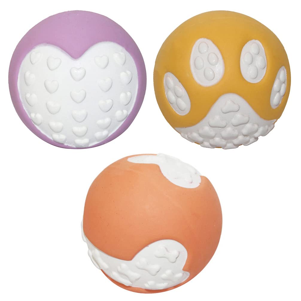**POPETPOP 3-Pack Latex Squeaky Dog Toys – Soft Rubber Chew Toys for Puppies & Small to Medium Dogs – Interactive Fetch & Play Balls for Indoor & Outdoor Fun**