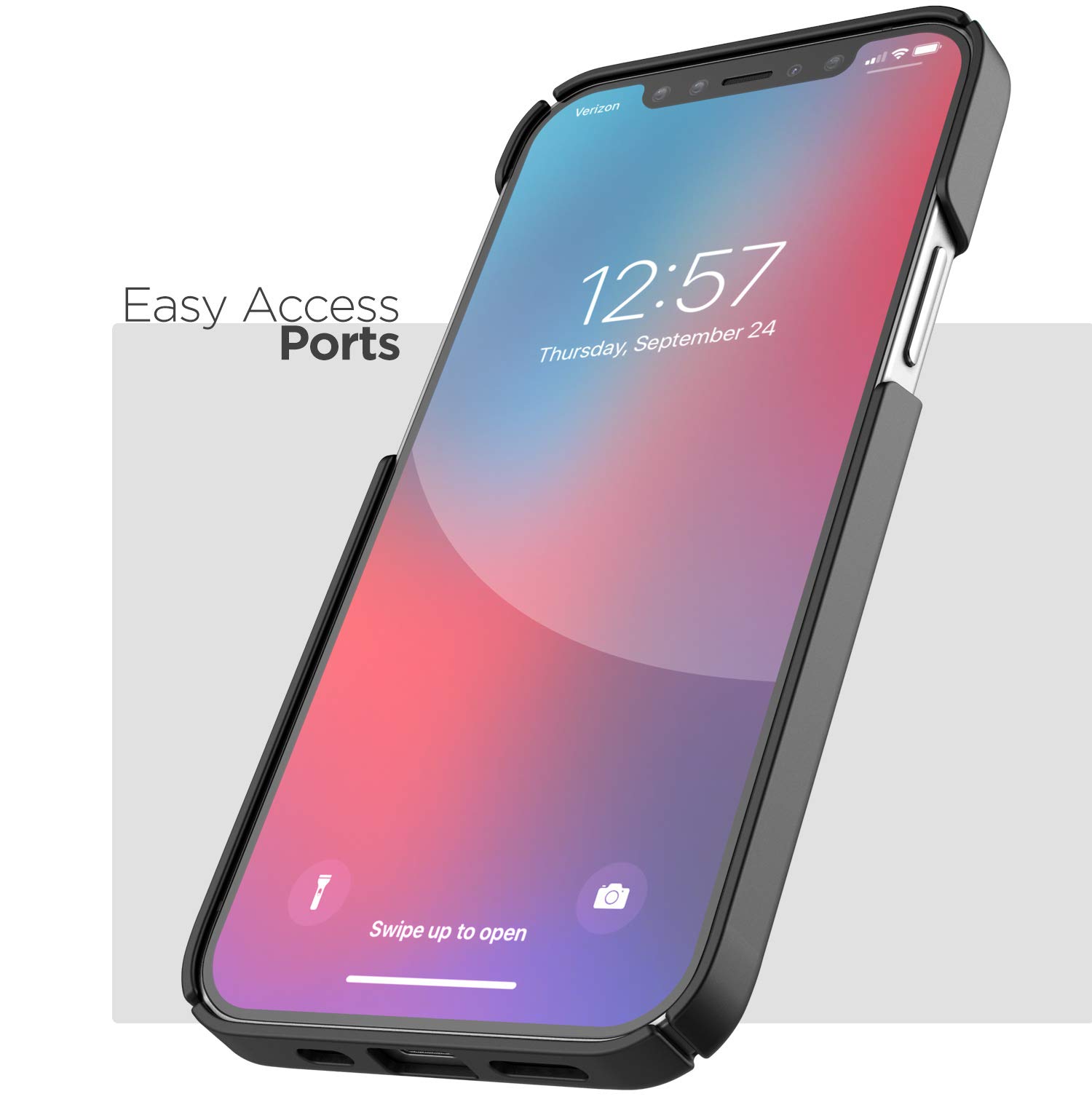 Ultra Thin Slimline Belt Case with Kickstand for iPhone 12 Pro Max - Black Holster Clip Protective Cover | Perfect for Outdoor Activities, Work & Travel