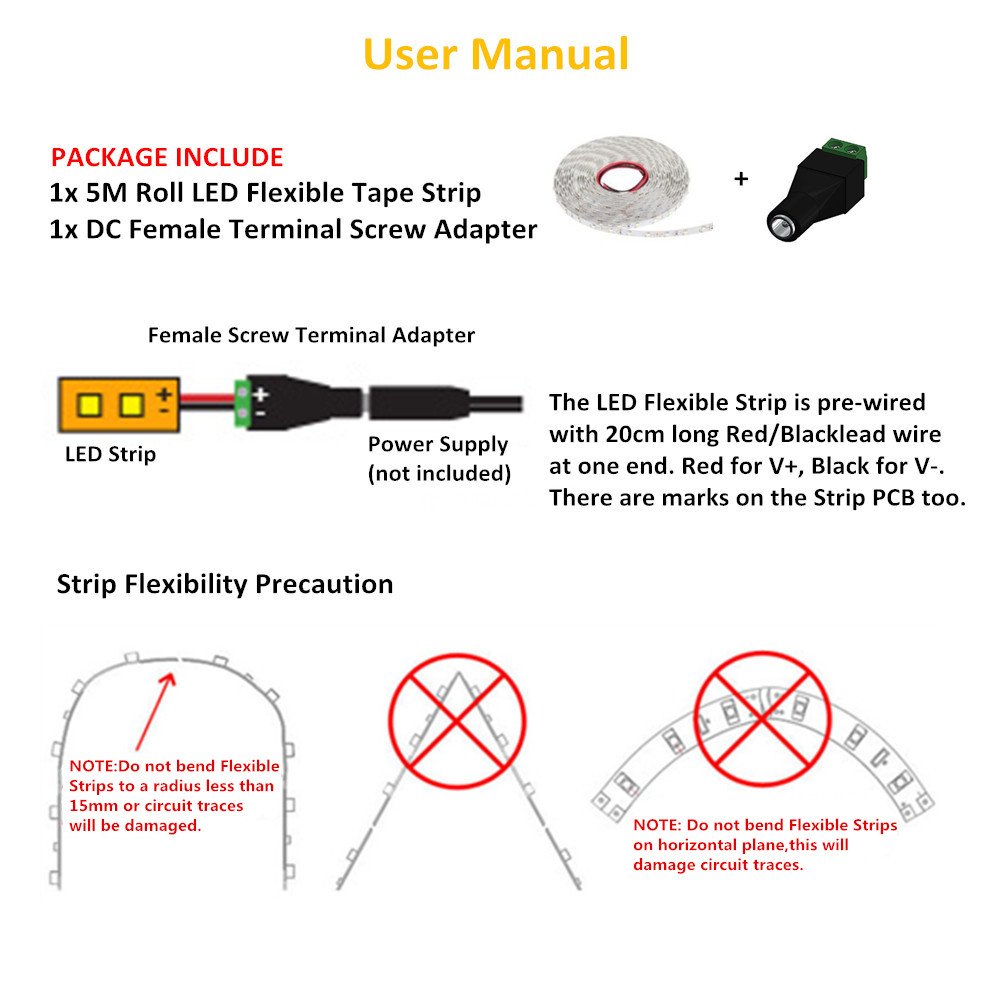 LightingWill 16.4Ft Red LED Strip Lights 620nm - 300 LEDs SMD3528, 12V DC Flexible Ribbon with Adhesive Tape - Perfect for Bedroom, Kitchen, Party & Home Decoration Lighting