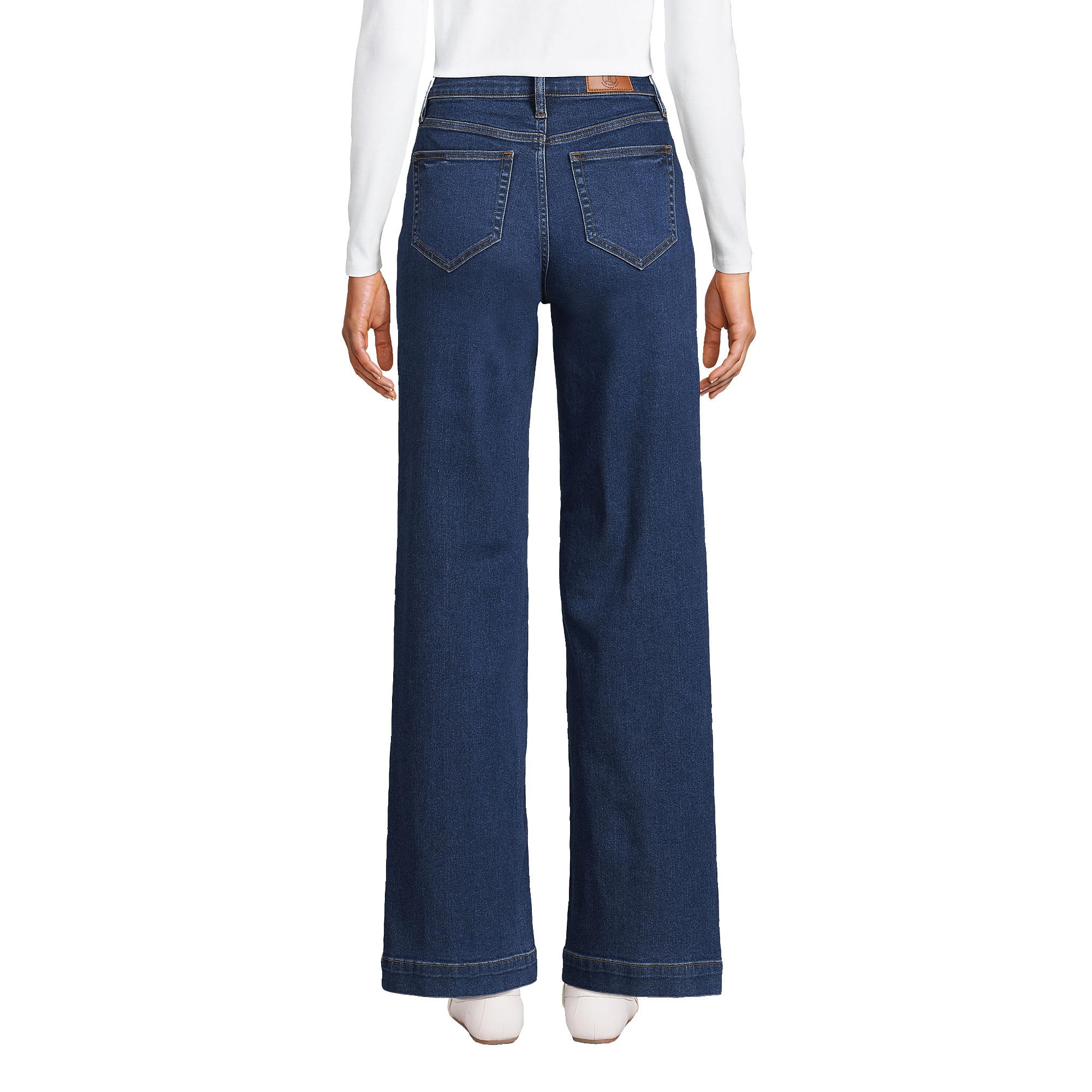 Lands End Women's High Rise Wide Leg Jeans – Comfortable Stretch Denim Pants for Casual Wear & Everyday Outfits