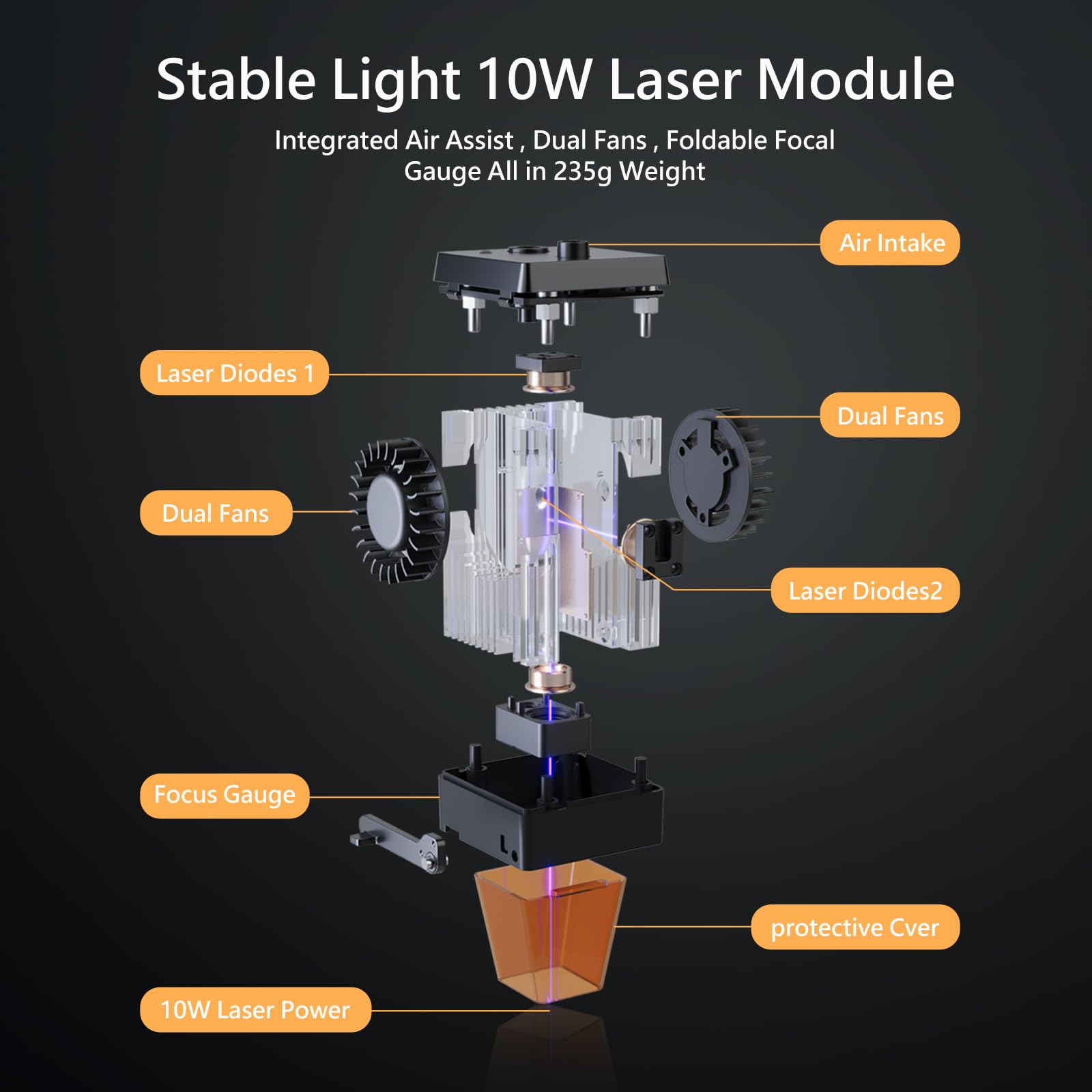 Ortur Laser Master 2 S2 LU2-10A 72W High Precision Laser Engraver & Cutter - 10W Output, 0.05x0.1mm Compressed Spot for Wood, Metal, Acrylic - Perfect for DIY Crafts, Sign Making & Personalized Gifts