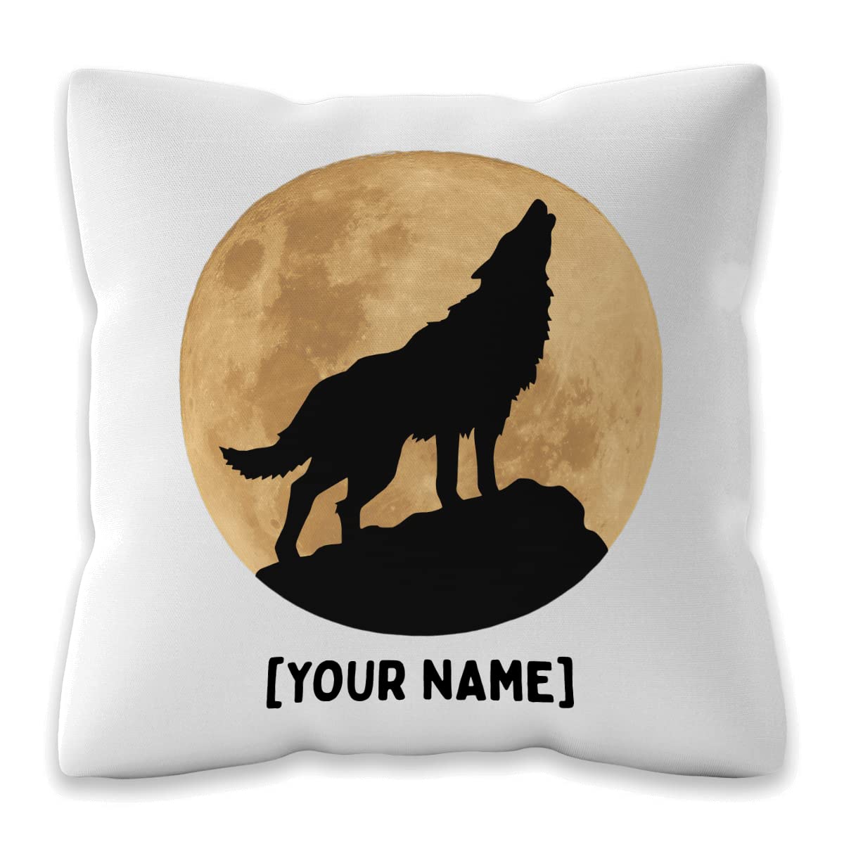Custom Howling Wolf Throw Pillow - Personalized Square Cushion with Name for Home Decor, Bedroom & Living Room - Unique Gift for Women, Men, Kids (Birthday, Housewarming) - Perfect for Sofa, Couch or Bed Decoration