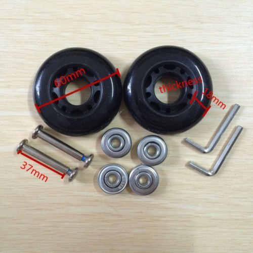 60X18MM Black Luggage Suitcase Wheels - ABEC 608zz Bearings Replacement Inline Skate Wheels for Travel Bags & Outdoor Skating