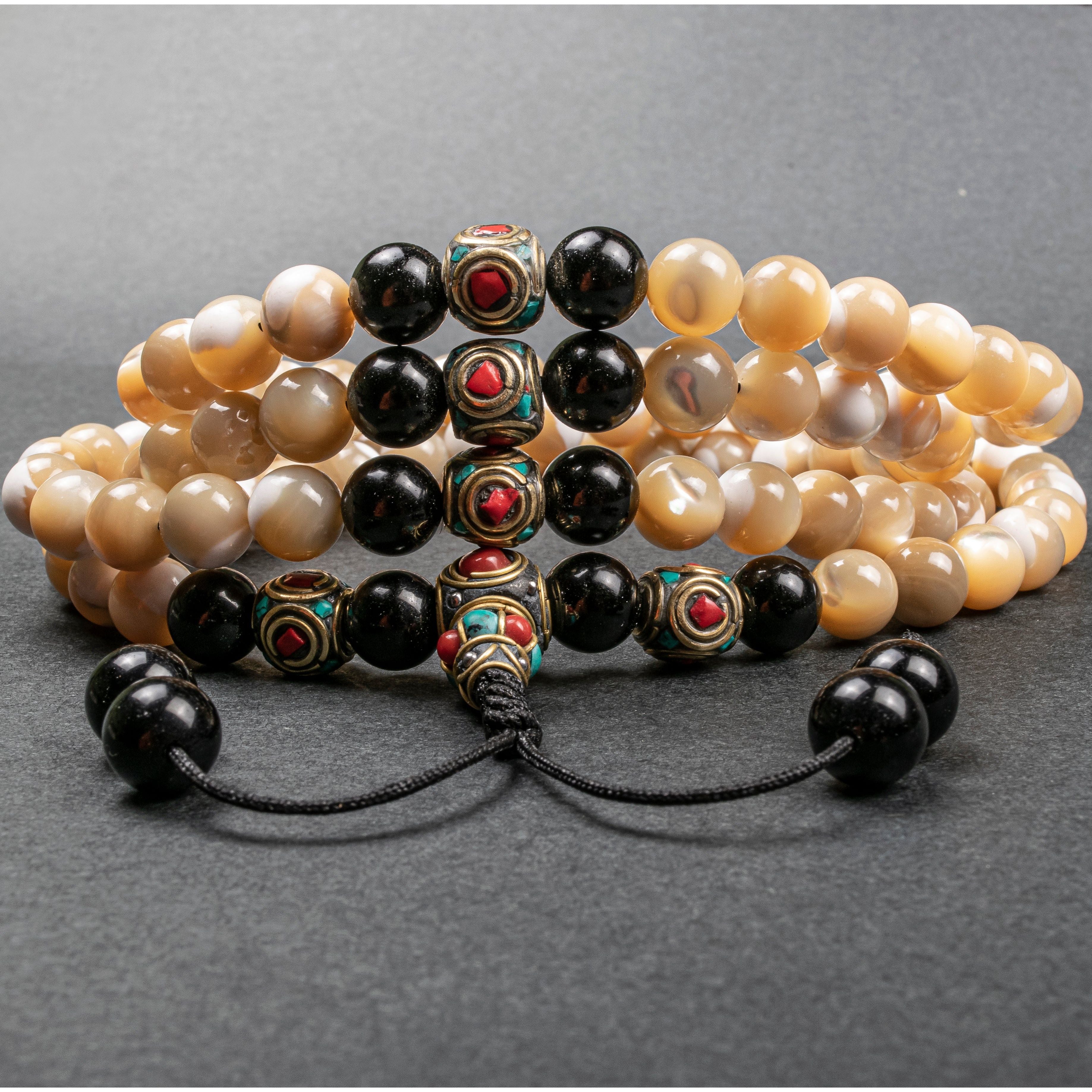 Mother of Pearl Soothing Power Mala Beads - Meditation & Yoga Prayer Necklace for Stress Relief & Spiritual Healing - Perfect for Mindfulness Practice, Chakra Balancing & Daily Wear Jewelry