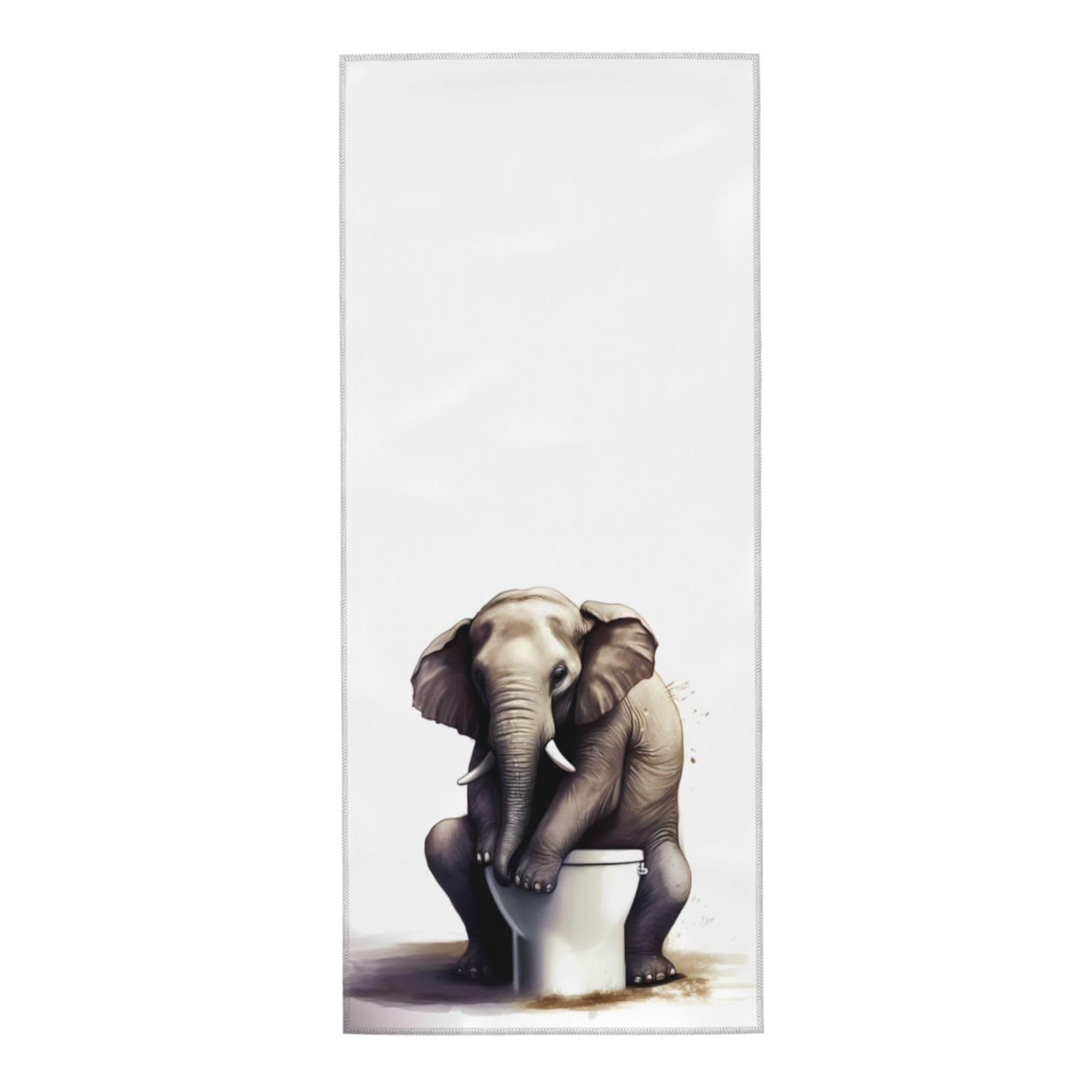 Funny Elephant Design Cotton Fingertip Towels - 12x27.5 Inch Absorbent Bathroom Hand Towels for Toilet, Kitchen & Guest Bath - Cute Home Decor & Practical Gift Idea