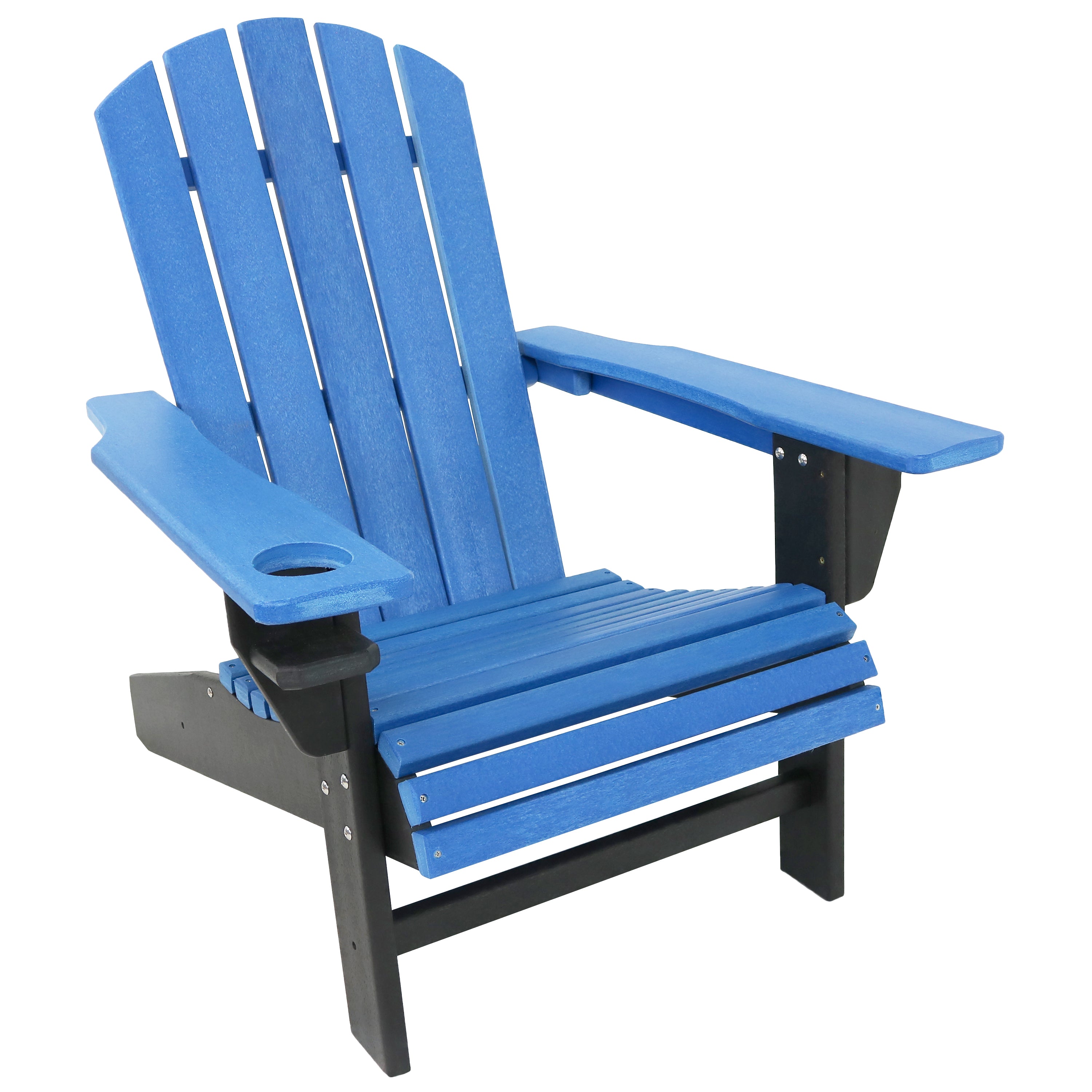 Premium Sunnydaze All-Weather 2-Tone Outdoor Adirondack Chair with Cup Holder - Durable Patio Furniture for Garden, Poolside & Backyard Relaxation