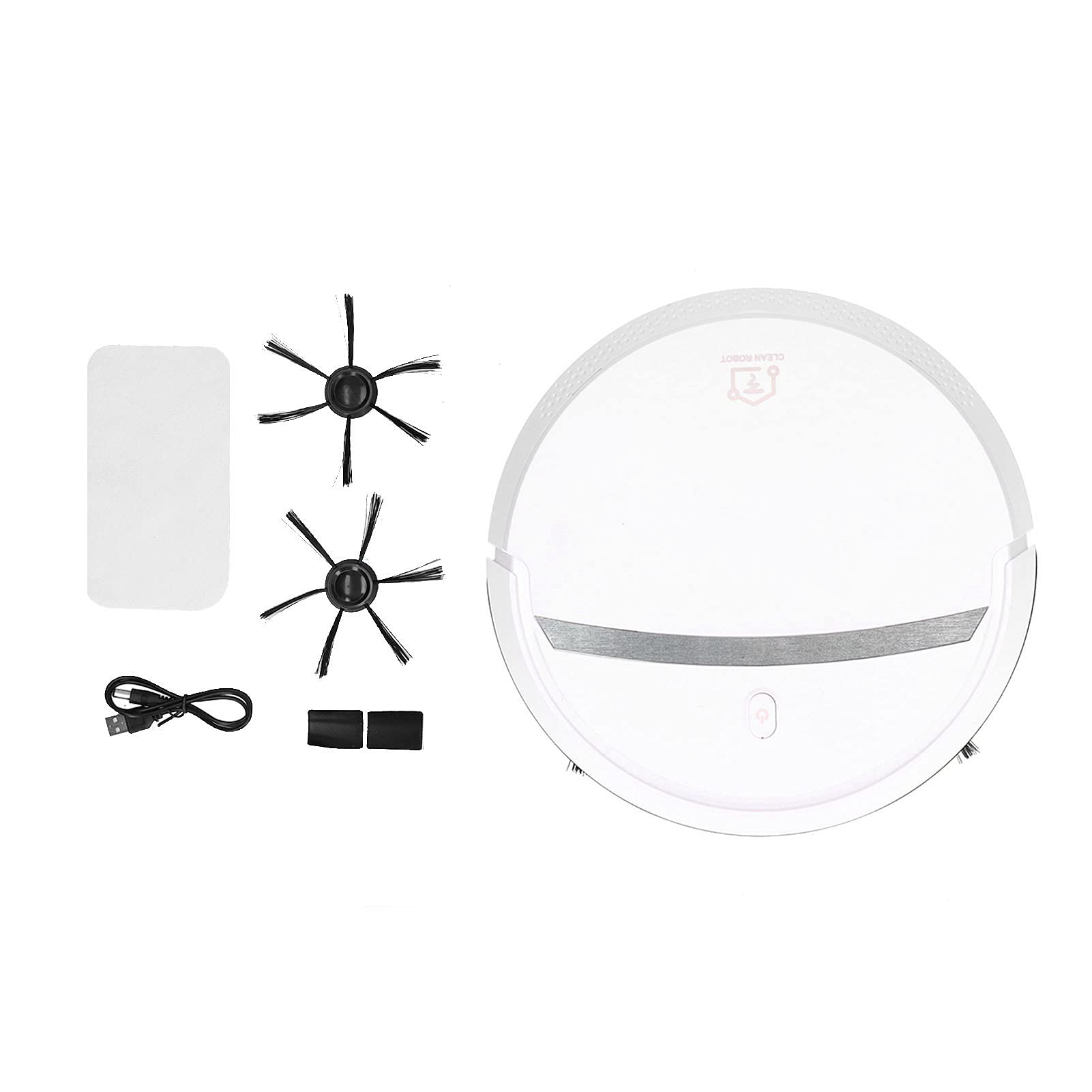 Smart Robot Vacuum Cleaner 3-in-1 with Auto Sweeping & USB Charging - Compact Automatic Vacuum for Hardwood Floors & Pet Hair - Ideal for Home, Apartment & Office Cleaning (White)