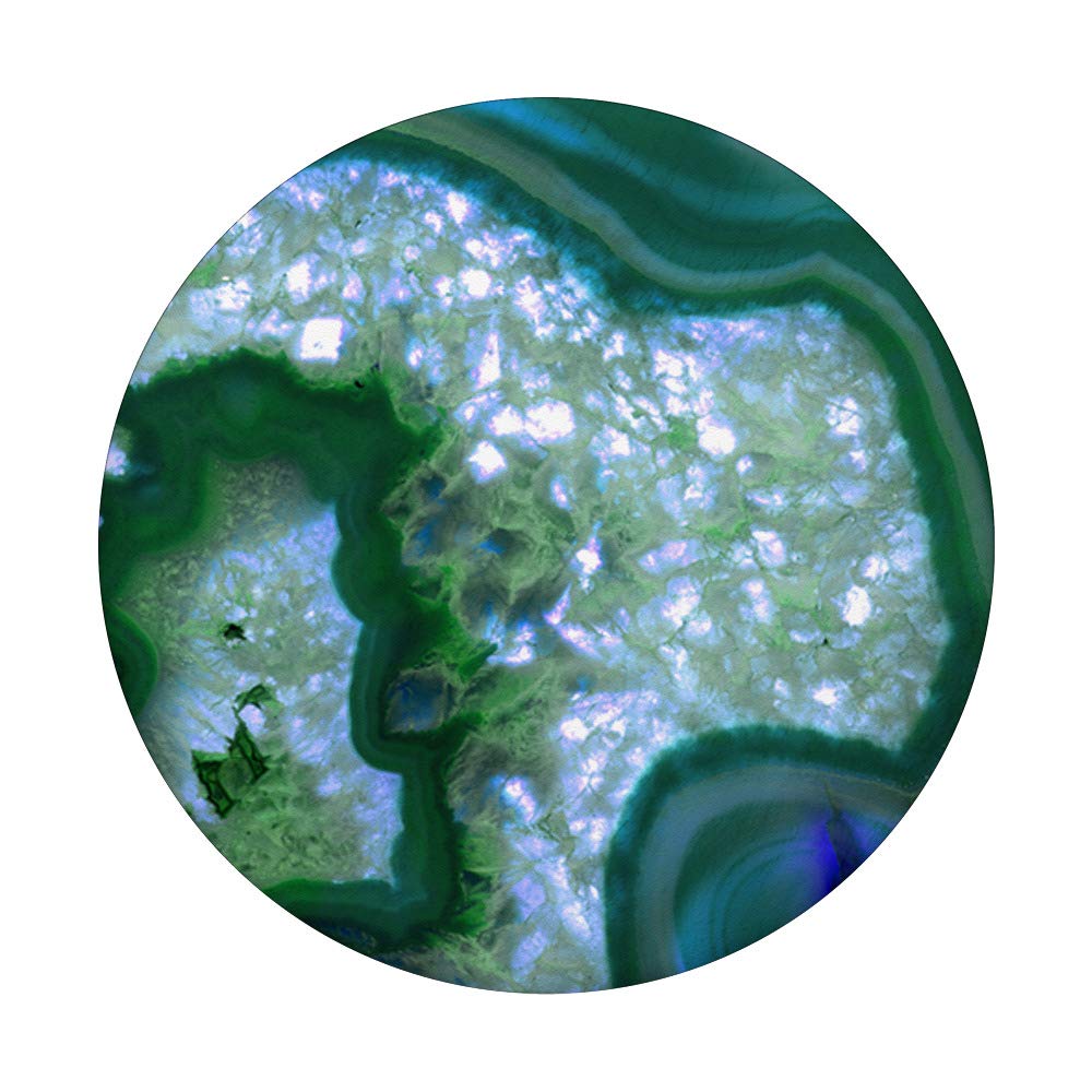 Elegant Blue Green Agate Geode PopSocket Grip: Swappable Phone & Tablet Holder for Secure Grip and Stylish Decor