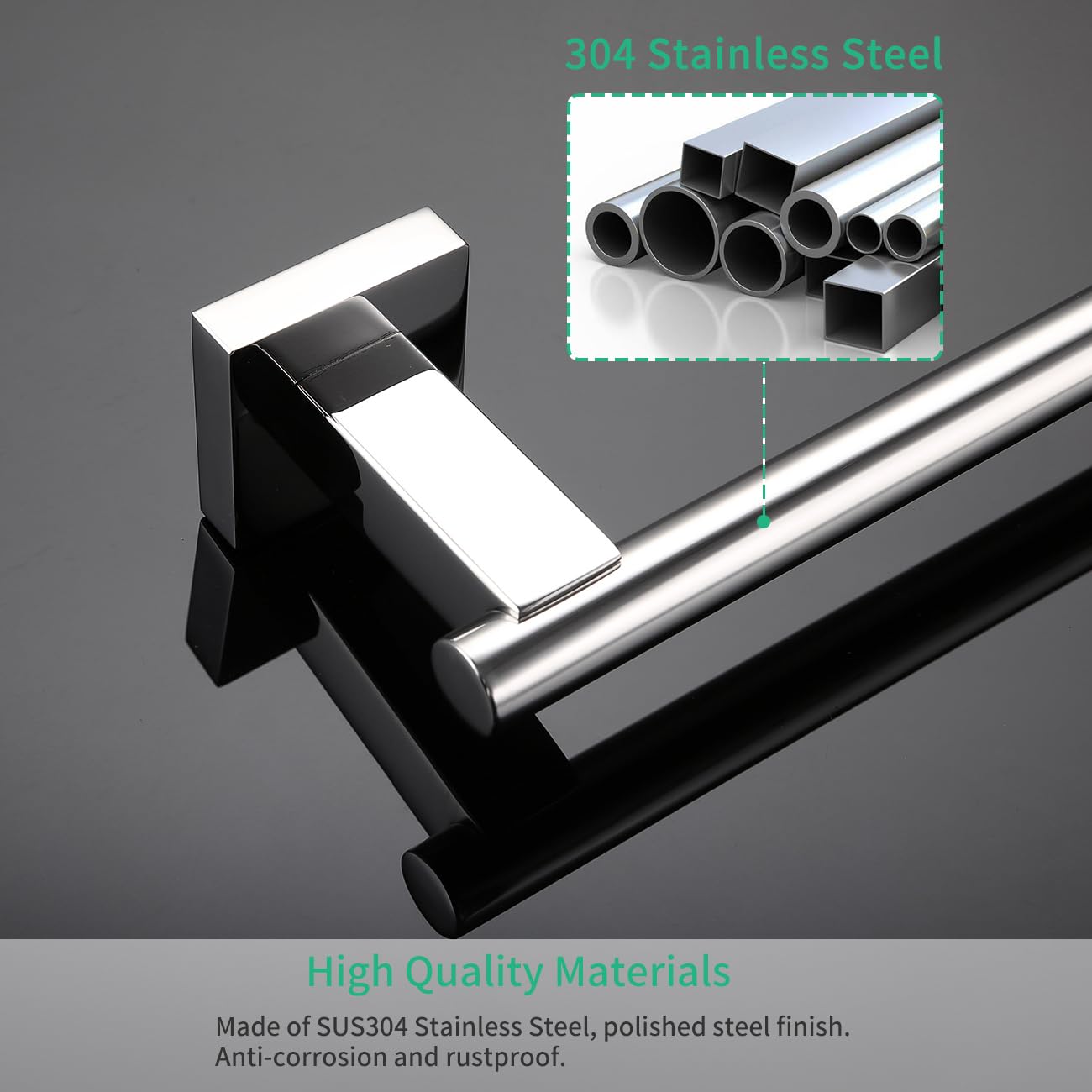 Premium 4-Piece Stainless Steel Bathroom Hardware Set - Wall Mounted Towel Bar, Hand Towel Rack, Toilet Paper Holder & Robe Hook - BS02C4 - Perfect for Modern Bathrooms, Guest Suites & Spa-Style Retreats