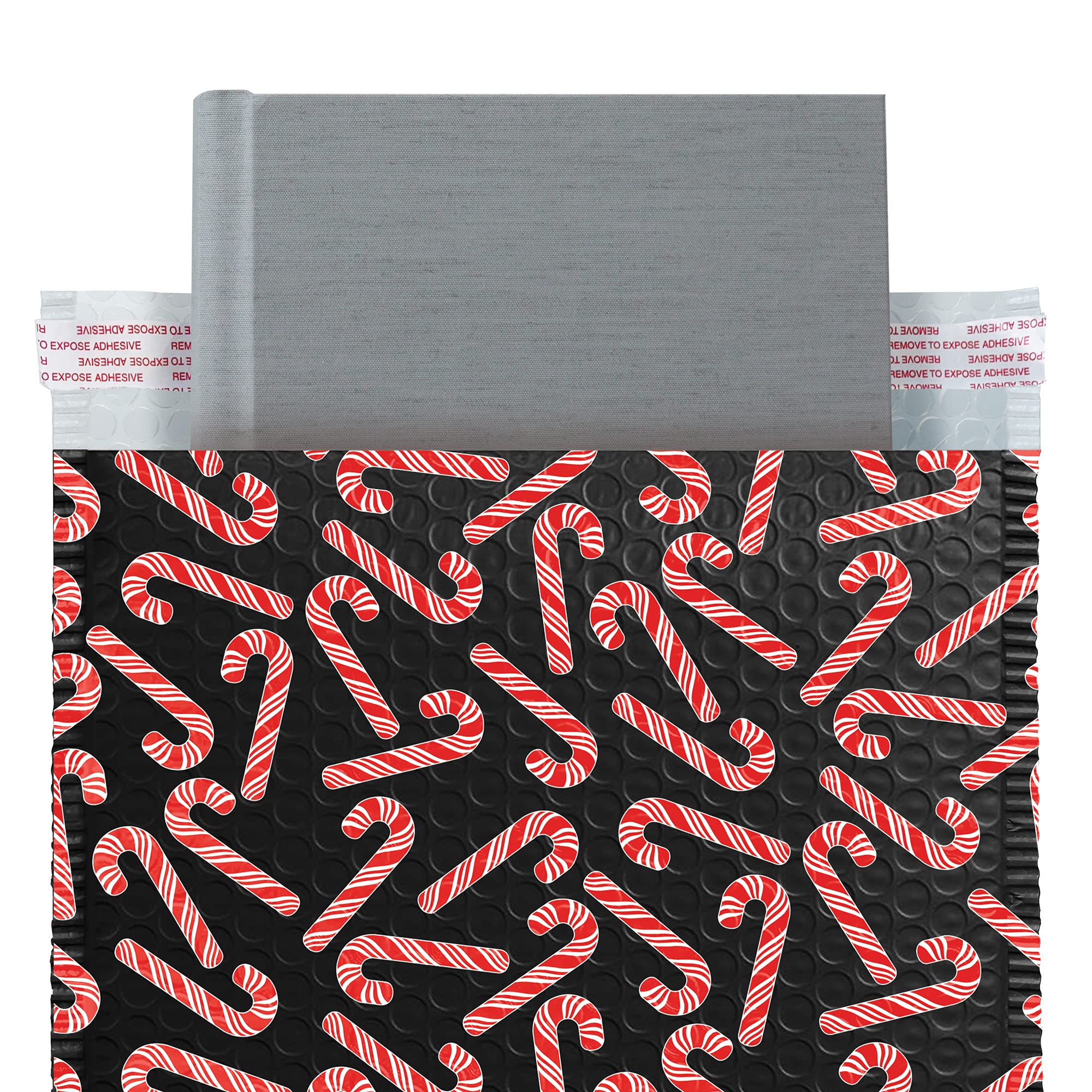 Candy Cane Bubble Mailers 10x13 Inch - 25 Pack for Holiday Shipping & Gifts