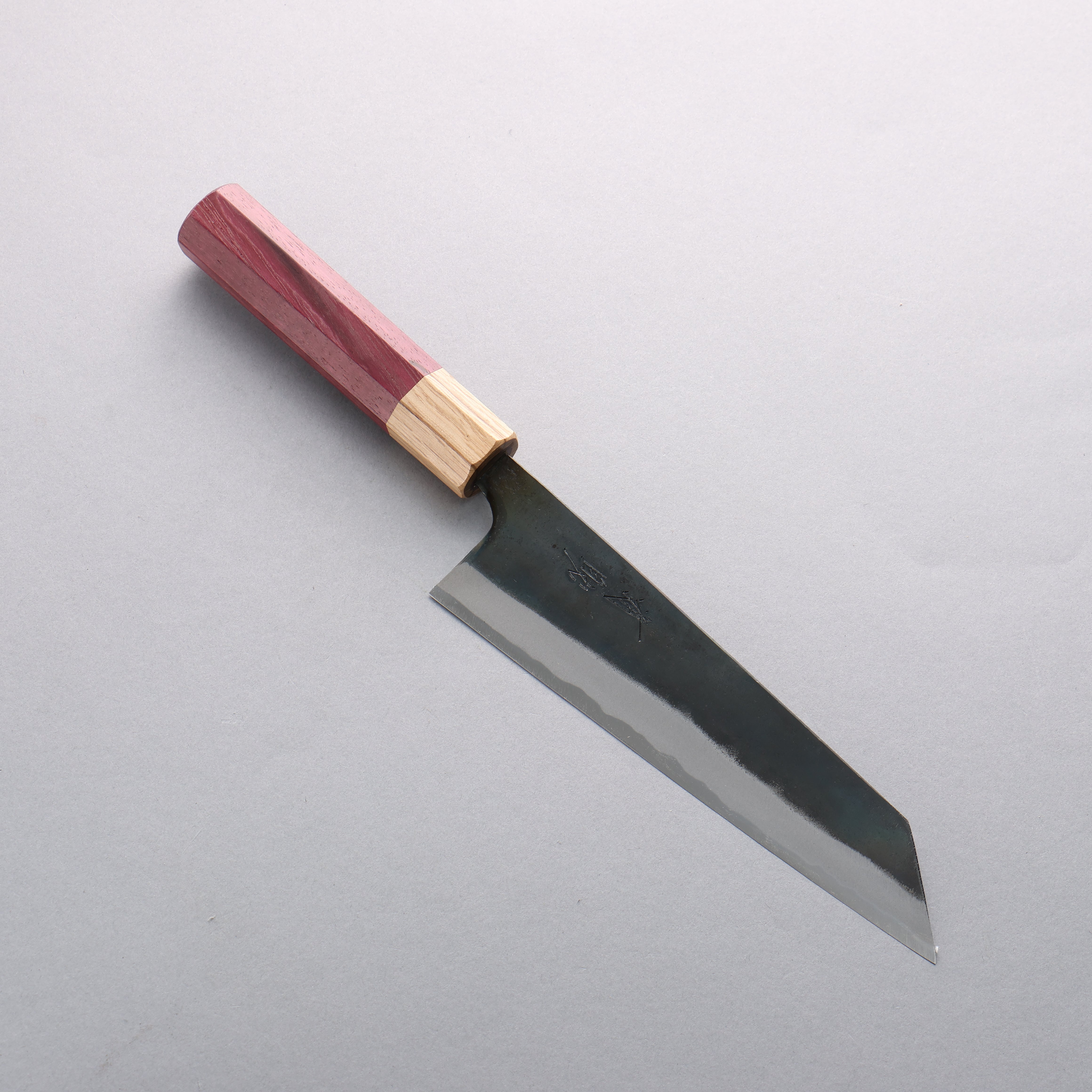 Premium Seisuke Blue Super Black Bunka Knife 180mm - Japanese Kitchen Knife with Purpleheart Wood & Oak Ferrule Handle - Ideal for Slicing, Dicing & Precision Cooking