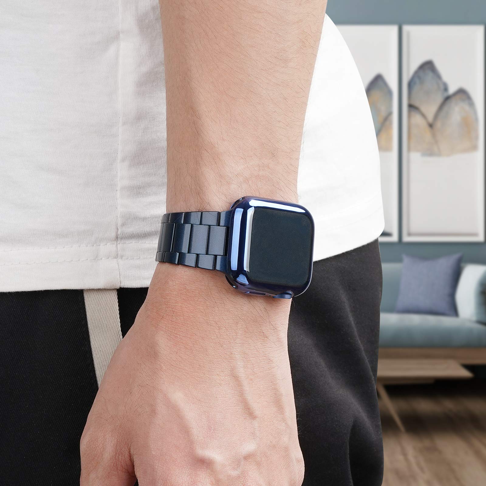 Premium Stainless Steel Apple Watch Band - Compatible with Apple Watch Ultra 49mm, Series 10/9/8/7/6/SE/5/4/3/2/1 (38mm-49mm) - Durable Metal iWatch Strap with Protective Case & Screen Protector for Men & Women - Perfect for Business, Workouts & Everyday Wear