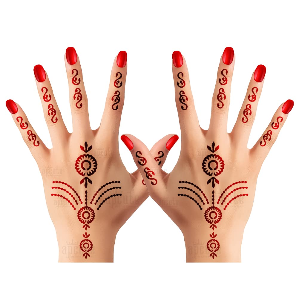 Apcute Henna Tattoo Stickers Kit - Premium Mehandi Stencils for Girls, Women & Kids - Easy to Use Temporary Body Art with 210 Beautiful Designs - Perfect for Weddings, Festivals & DIY Body Decoration