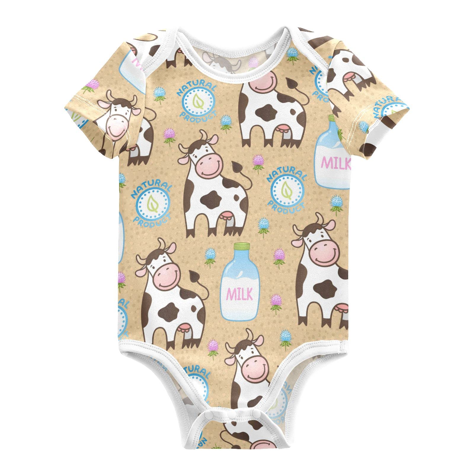 Adorable Cow Print Baby Bodysuit - Unisex Short Sleeve Romper for Infants 3-6 Months | Soft Cotton Onesie for Boys & Girls | Perfect for Playtime, Photo Shoots & Everyday Wear