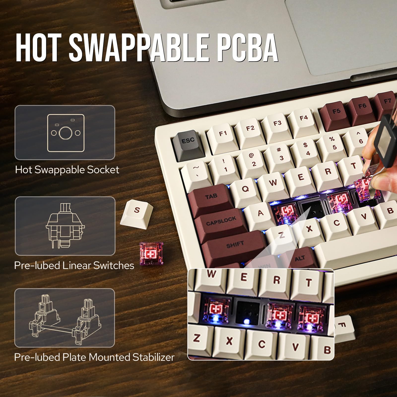 EPOMAKER Shadow-S VIA Wireless Gaming Keyboard - Gasket Mount Mechanical Keyboard with 1.14