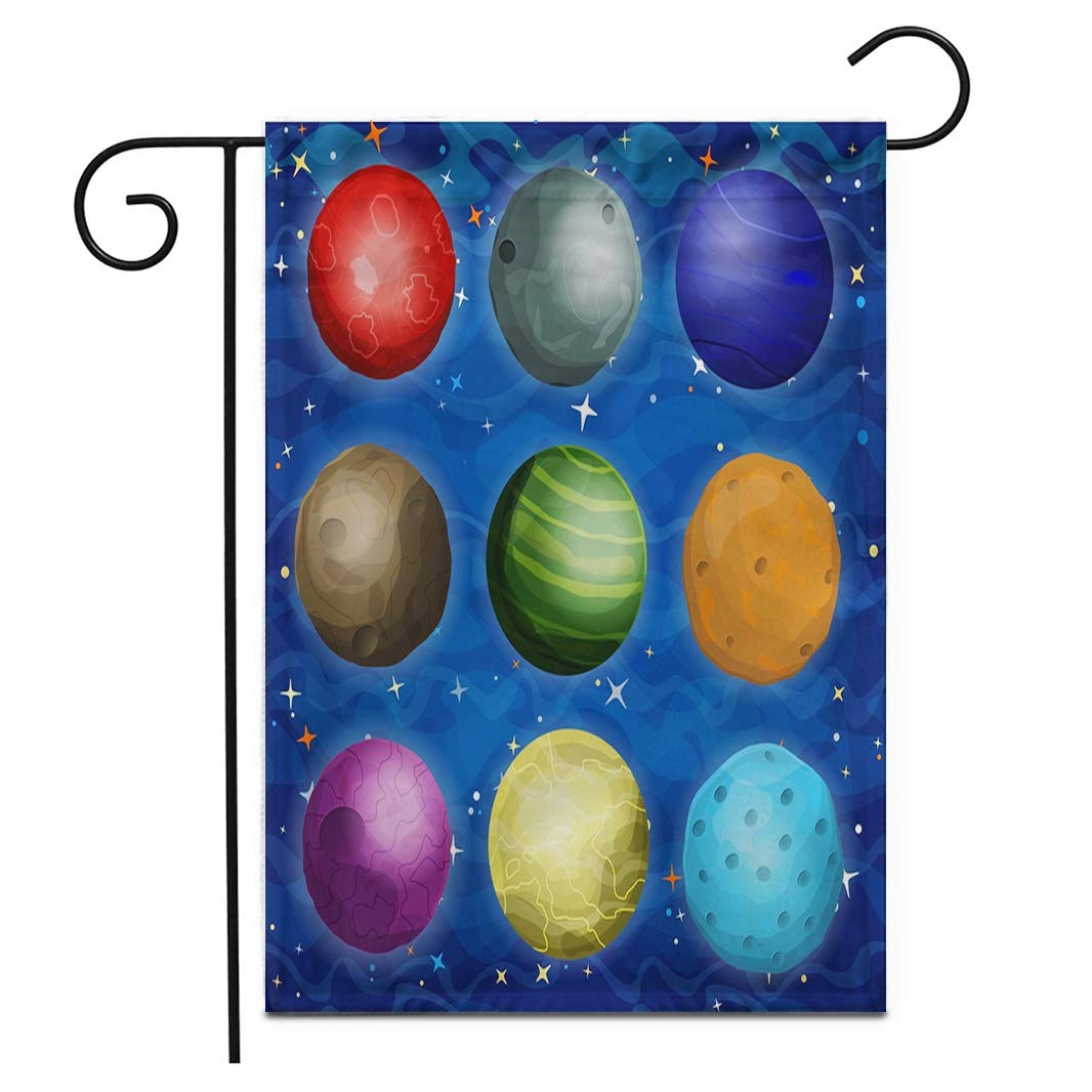 Adowyee 12x18 Inch Double Sided Garden Flag - Colorful Cosmic Planets Abstract Design for Outdoor Yard Decoration | Weather-Resistant House Flag for Front Porch, Lawn & Patio Decor