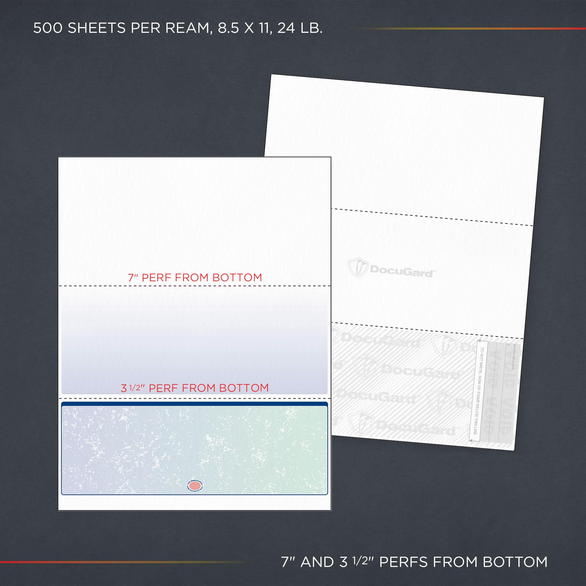 DocuGard Blue/Green Premier Prismatic High Security Check Paper - 500 Blank Business Checks for Laser & Inkjet Printers - 13 Advanced Security Features (04537) - Ideal for Fraud Protection & Professional Financial Transactions