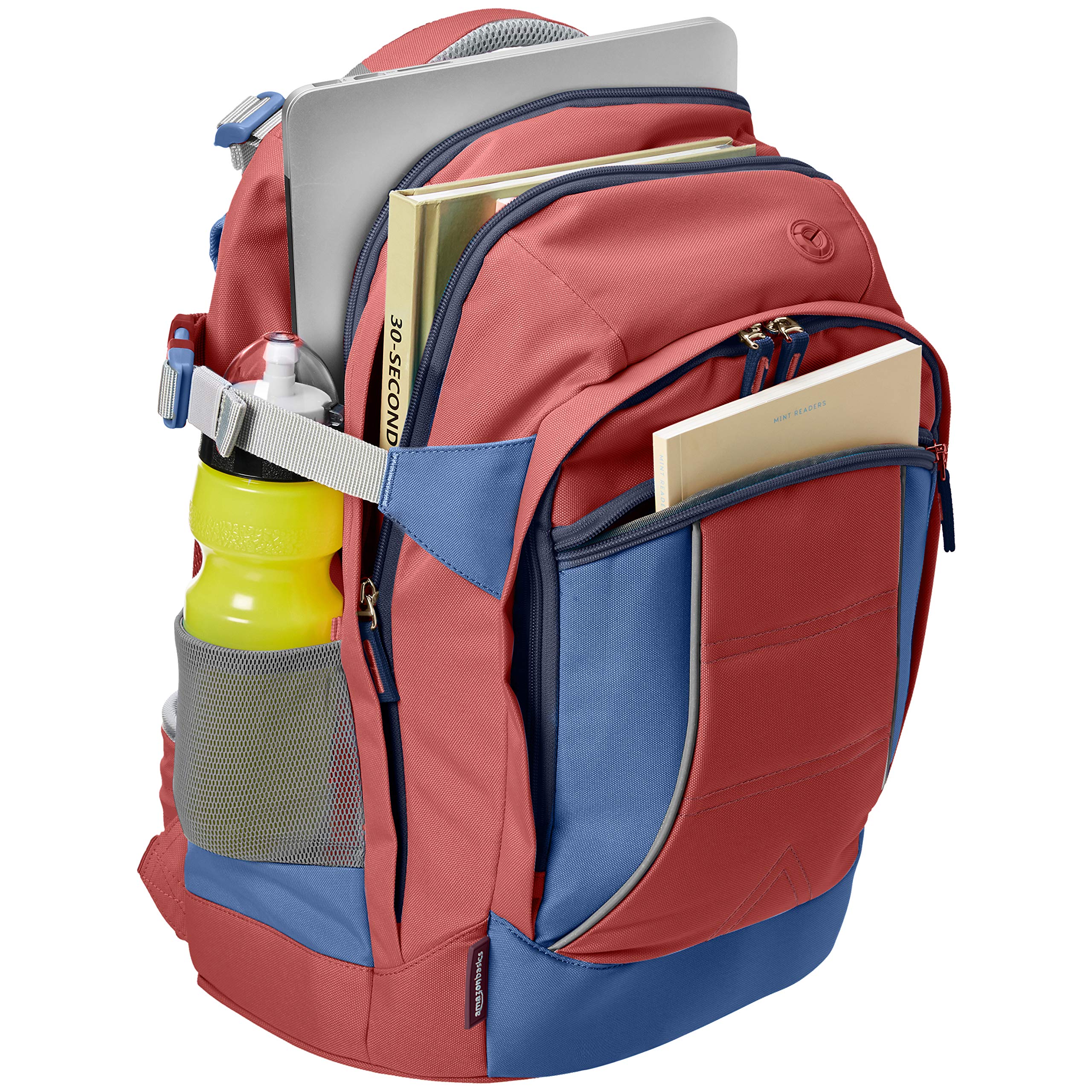 Amazon Basics Ergonomic Backpack for Men & Women - Comfortable Laptop Backpack with Padded Straps, Maroon - Perfect for Work, School, Travel & Outdoor Adventures