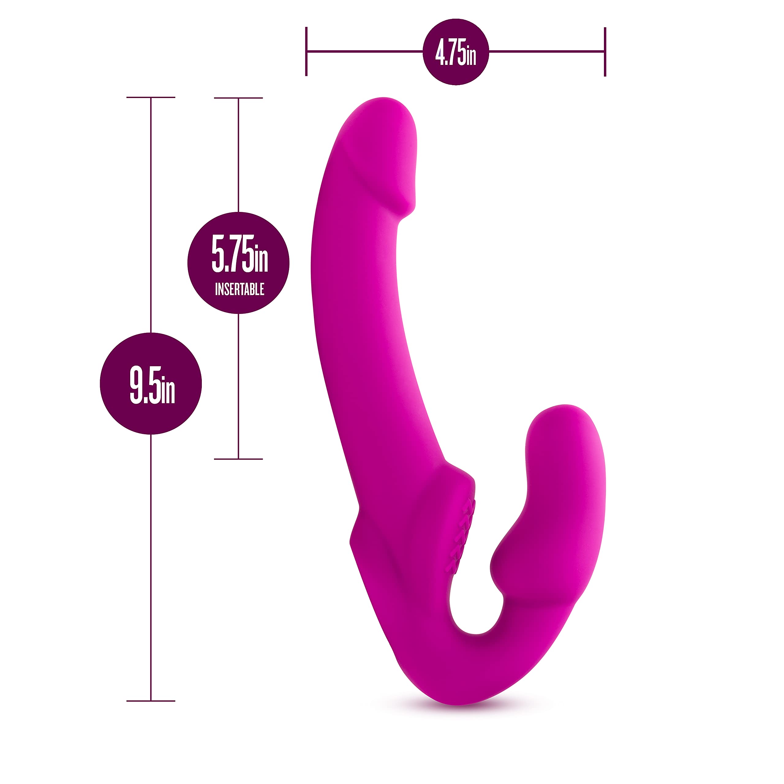 Blush Novelties Temptasia Estella Strapless Silicone Dildo with 10 Powerful Waterproof Vibration Modes - Adult Sex Toy for Women Couples - Perfect for Solo Play, Couples Intimacy & Sensual Exploration (Pink)