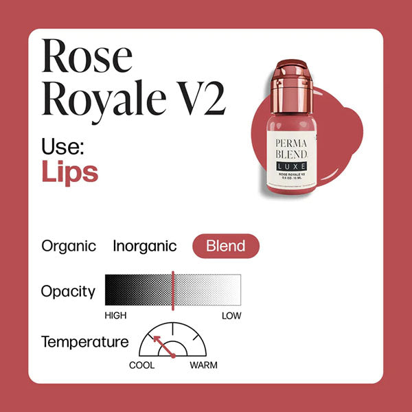 Perma Blend Luxe Rose Royale Pigment - Professional Tattoo Ink for Vibrant, Long-Lasting Body Art - Perfect for Tattoo Artists and Permanent Makeup