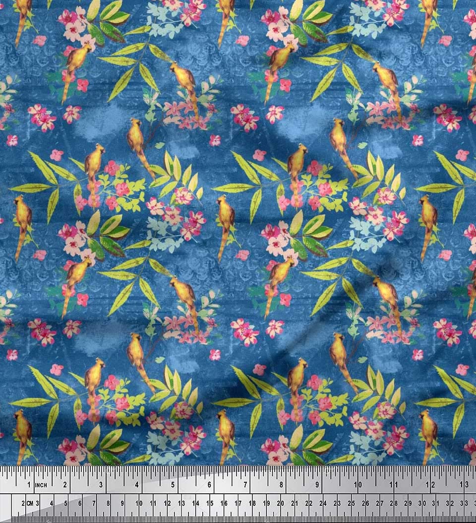 Soimoi Blue Cotton Canvas Fabric - 56