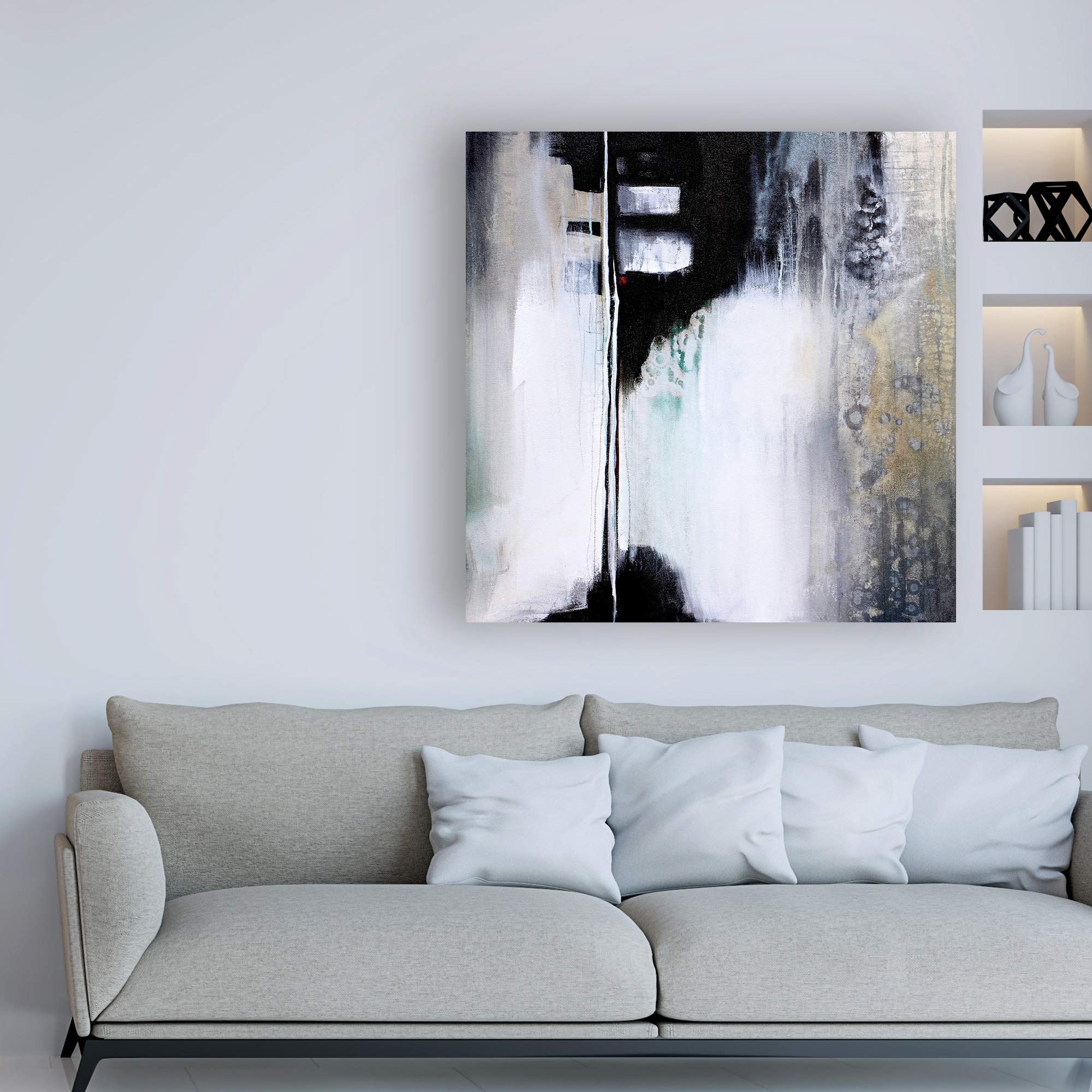 Karen Hal Black and White Drama Fine Art Print - 18x18 Inches - Modern Abstract Wall Decor for Living Room, Bedroom & Office
