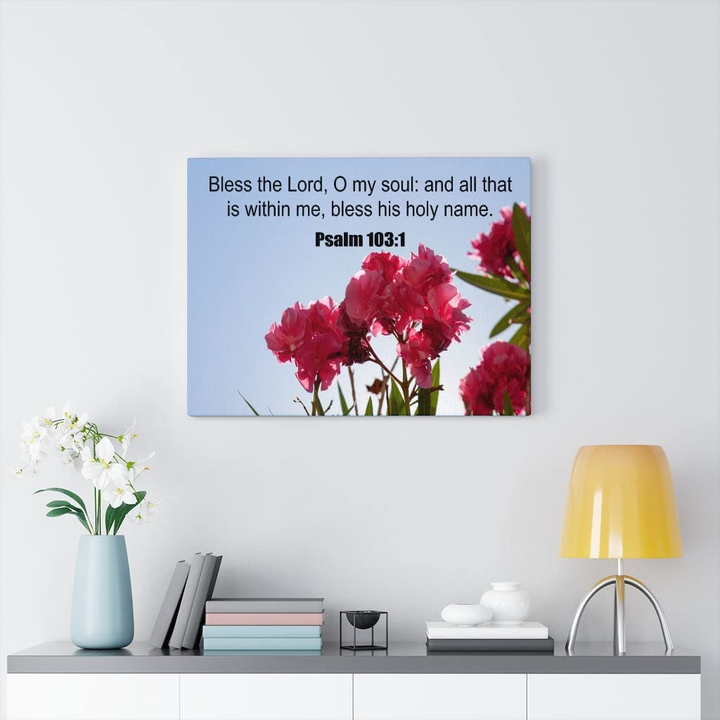 Bless The Lord Bible Verse Canvas - Psalm 103:1 Christian Wall Art for Home Decor, Gift for Religious Occasions, Church & Prayer Room Inspiration