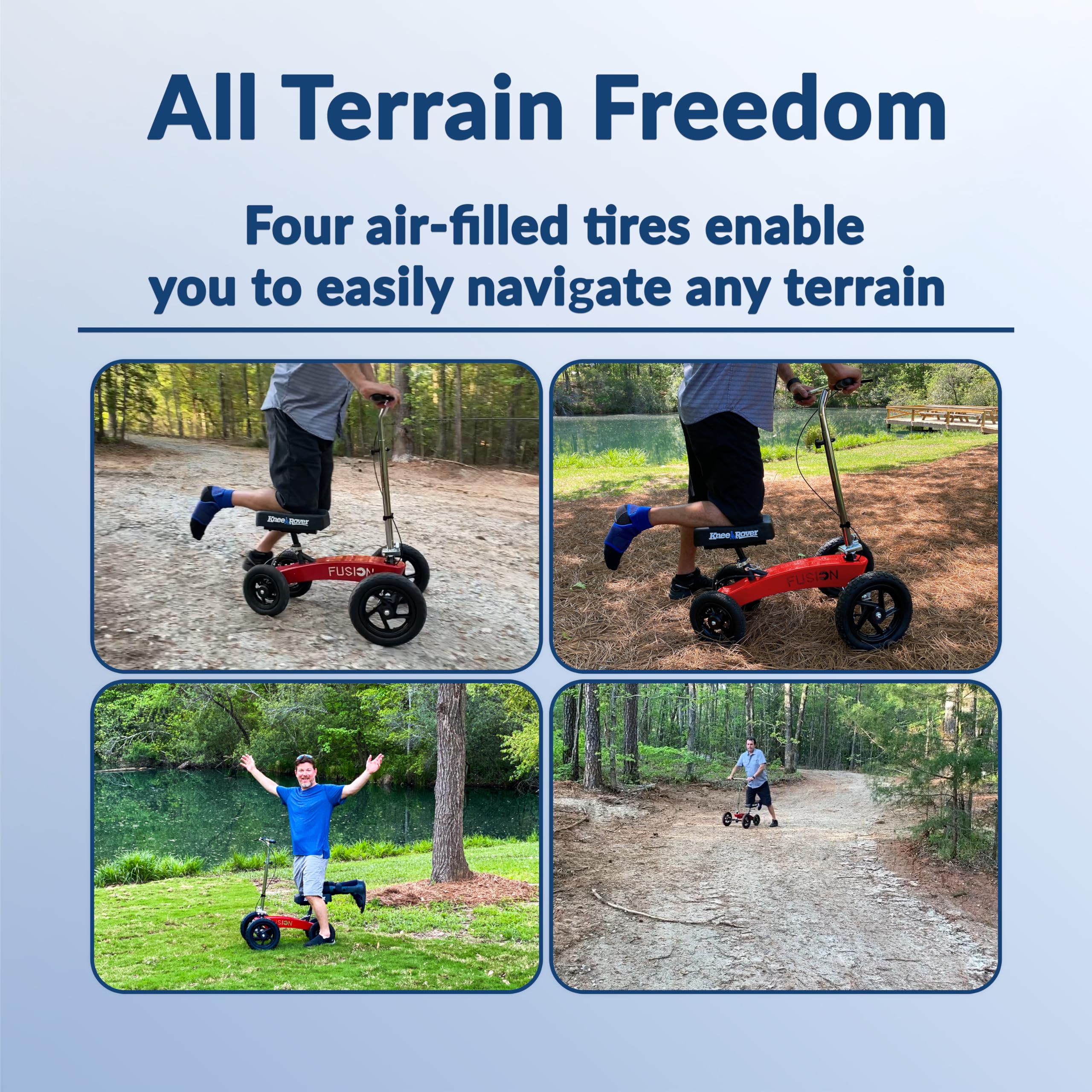 All Terrain 4-Wheel Knee Scooter for Adults - Heavy Duty Knee Walker for Foot Surgery, Broken Ankle & Injuries | Patented Steering System | Ideal for Post-Surgery Recovery & Mobility Assistance