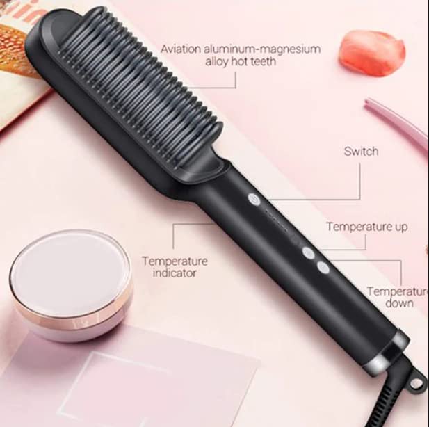 Mystte Hair Straightener Comb for Women & Men - PTC Heating Electric Styler with 5 Temperature Settings | Perfect for Home Use, Travel & Salon Styling