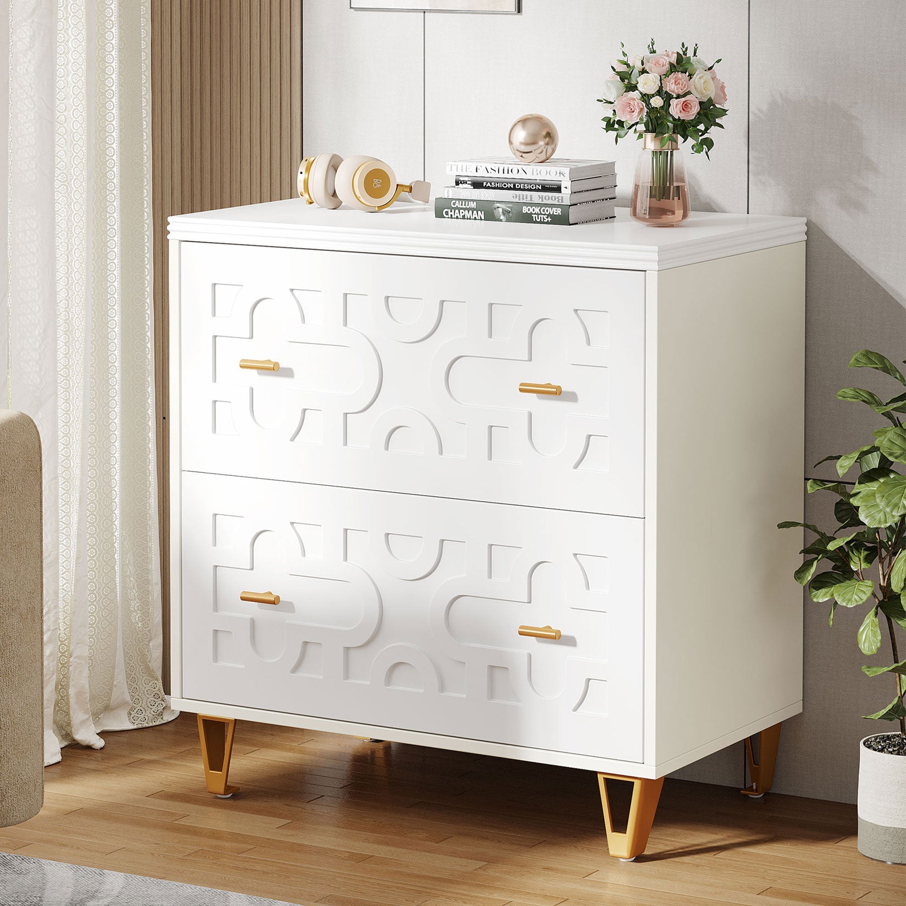 2 Drawer File Cabinet - Modern Office Storage Solution, Printer Stand for Home & Workspace - Perfect for Organizing Documents & Office Supplies