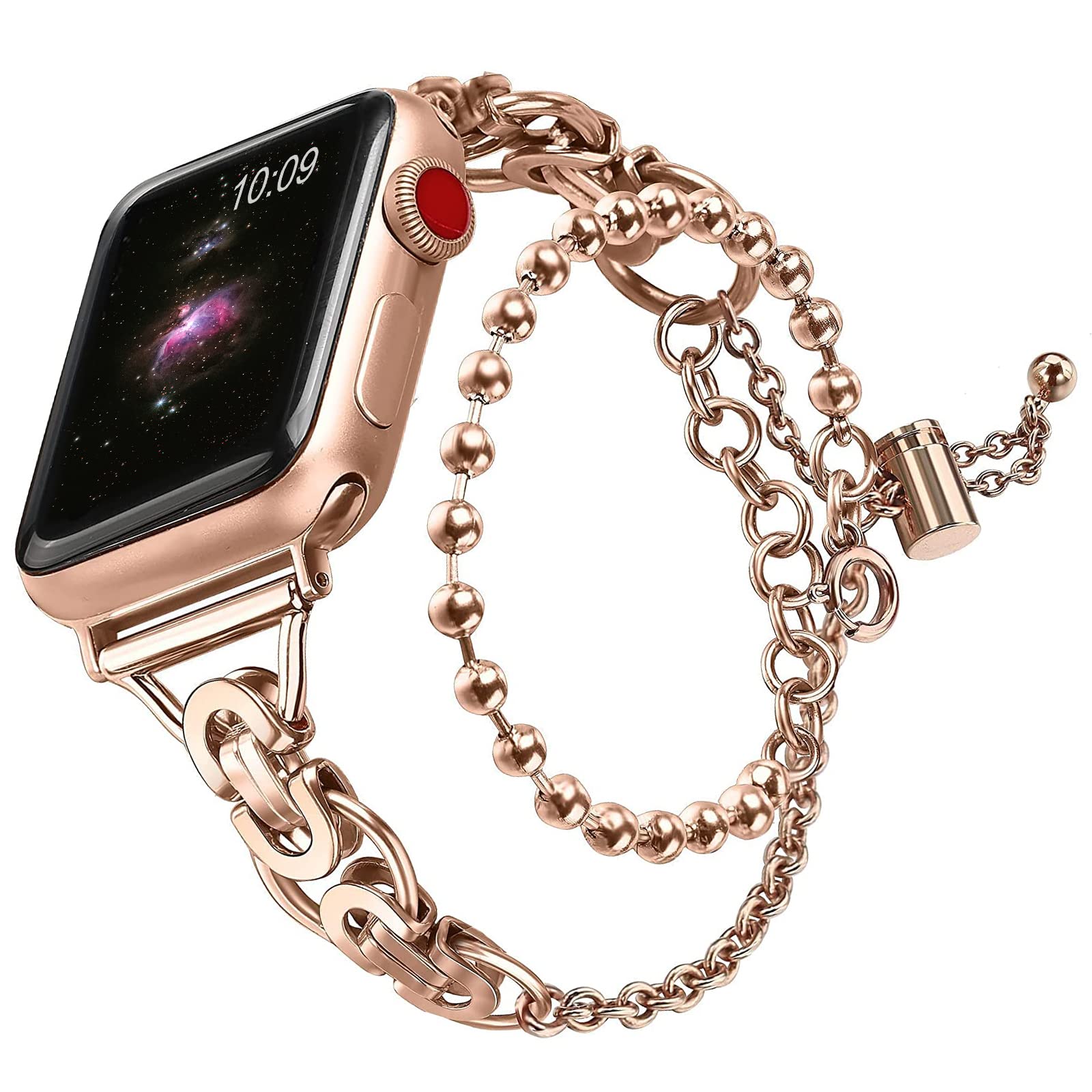 Premium Stainless Steel Watch Band for Apple Watch 38/40/41/42/44/45mm - Elegant Replacement Bracelet Strap Compatible with iWatch Series 7/6/5/4/3/2/1/SE - Perfect for Women & Girls - Ideal for Work, Parties, and Everyday Wear