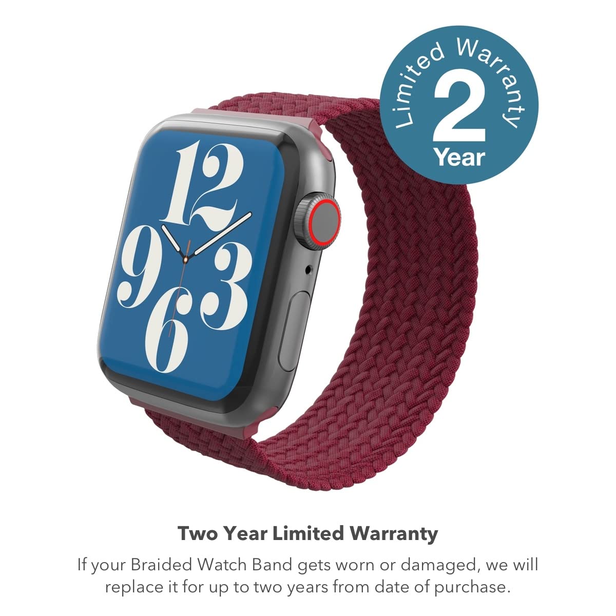 Gear4 ZAGG Braided Stretchy Solo Loop Band for Apple Watch 42mm 44mm 45mm - Small Size, Forest Green - Compatible with iWatch Series 7/6/SE/5/4/3/2/1 - Elastic Strap Wristband for Workout, Running & Daily Wear (705009502)
