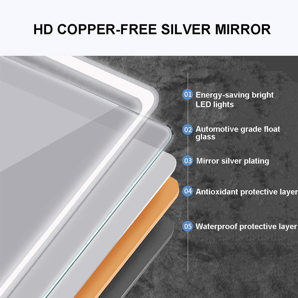 LED Backlit Bathroom Mirror - Wall Vanity Illuminated Mirror with White/Warm Light, Explosion-Proof Frameless Round Makeup Mirror for Modern Bathroom & Dressing Room Decor