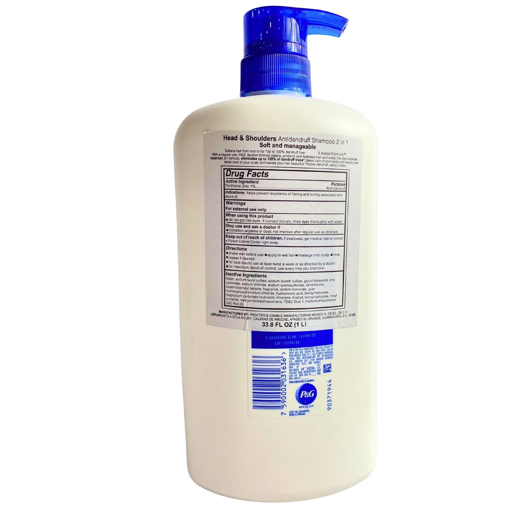 Head & Shoulders 2-in-1 Anti-Dandruff Shampoo & Conditioner - Soft & Manageable Hair - 33.8 oz (50-Pack Bulk) - Perfect for Salons, Gyms & Family Use