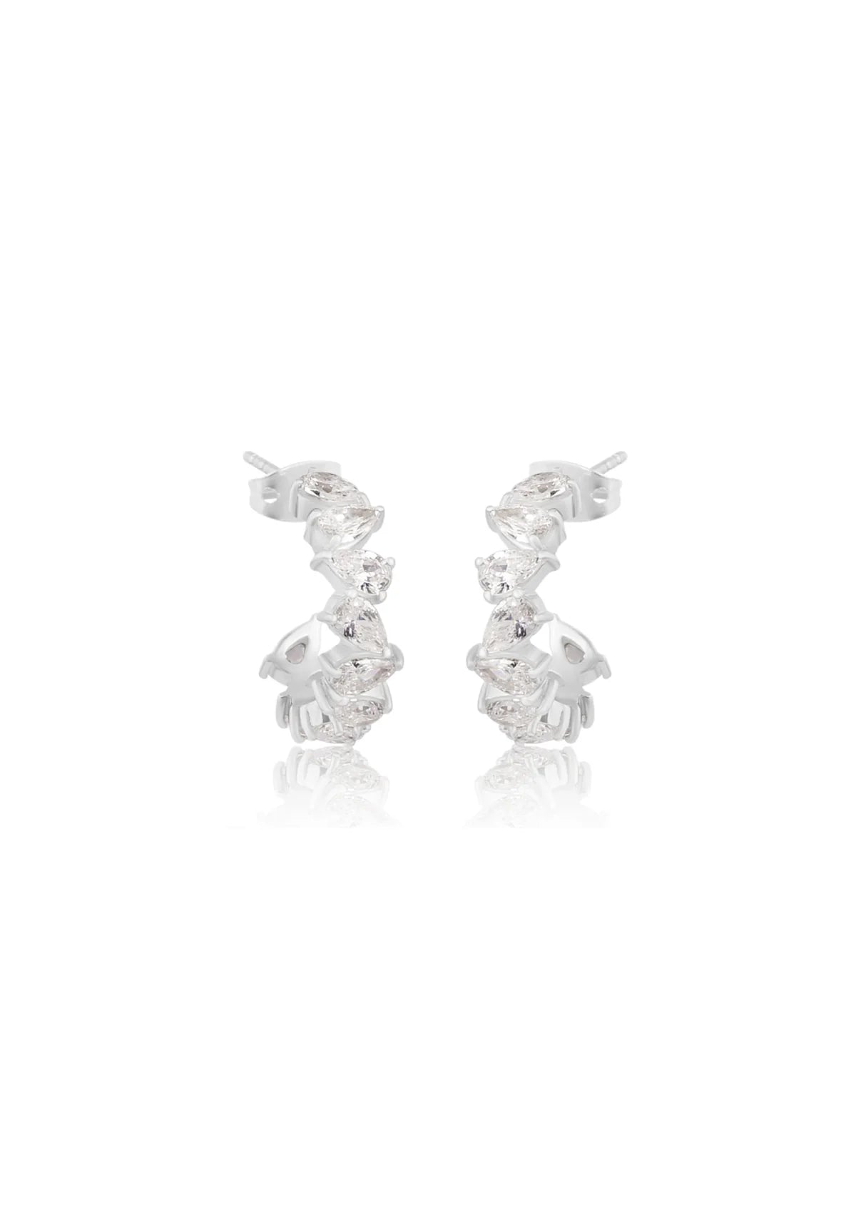 Lola Knight Olivia Crystal Bridal Hoop Earrings - Sterling Silver Wedding Jewelry for Brides, Bridesmaids & Formal Occasions