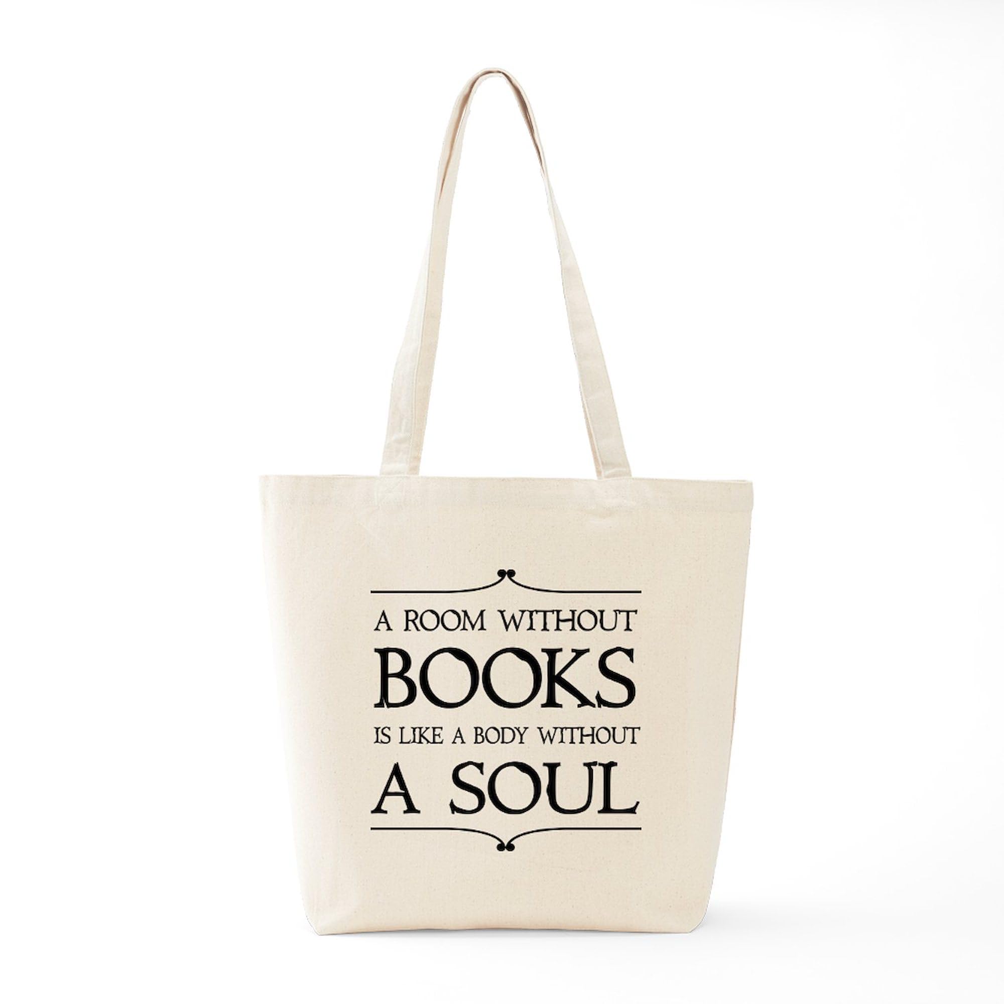 Room Without Books Tote Bag - Natural Canvas Reusable Shopping Bag for Book Lovers, Library Visits & Eco-Friendly Grocery Trips